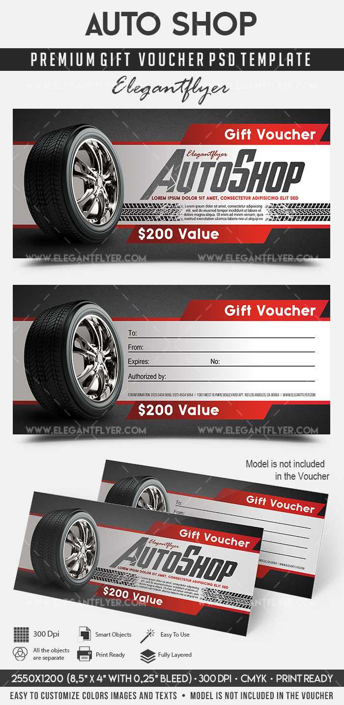 Auto Shop – Premium Gift Certificate Psd Template Regarding Automotive Gift Certificate Template