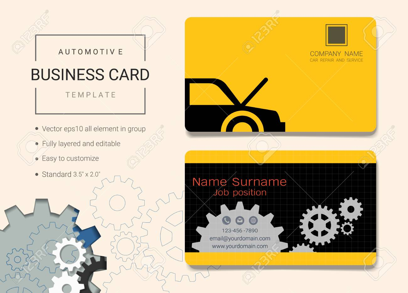 Automotive Business Card Or Name Card Template. Simple Style.. In Automotive Business Card Templates