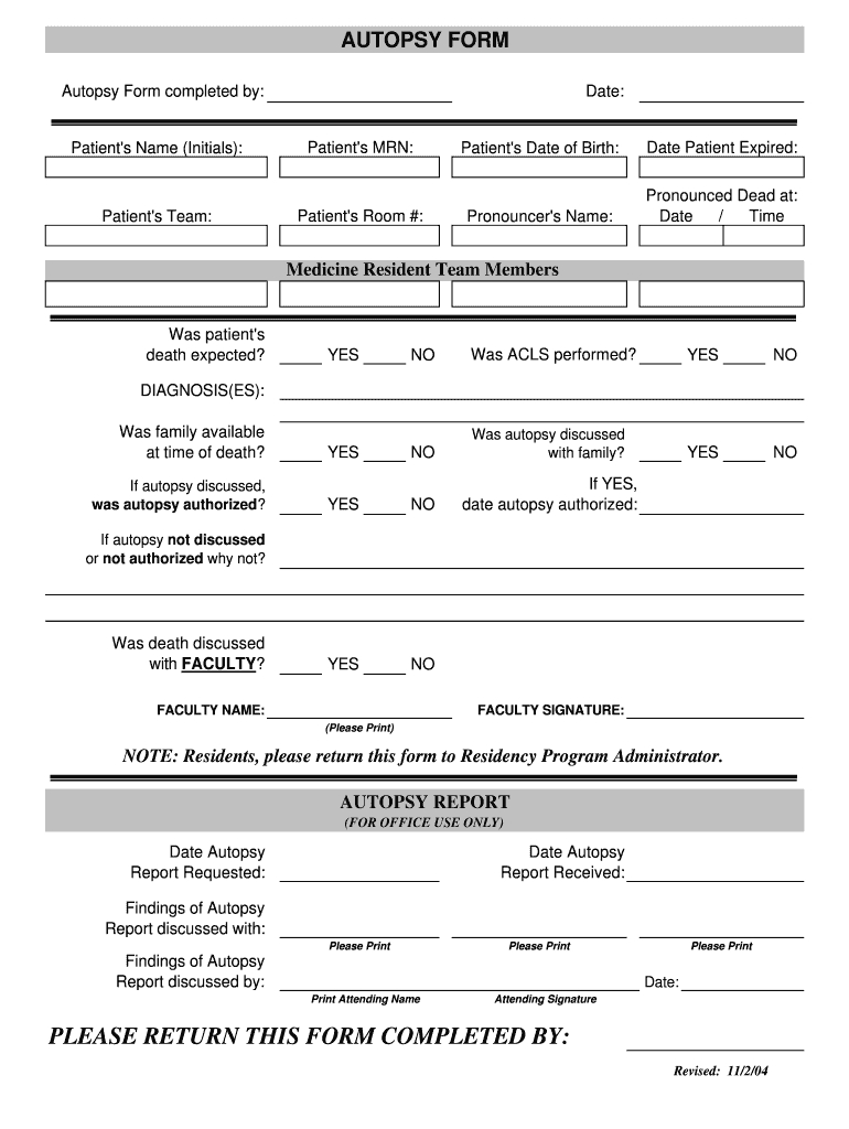 Autopsy Forms – Fill Online, Printable, Fillable, Blank For Coroner's Report Template