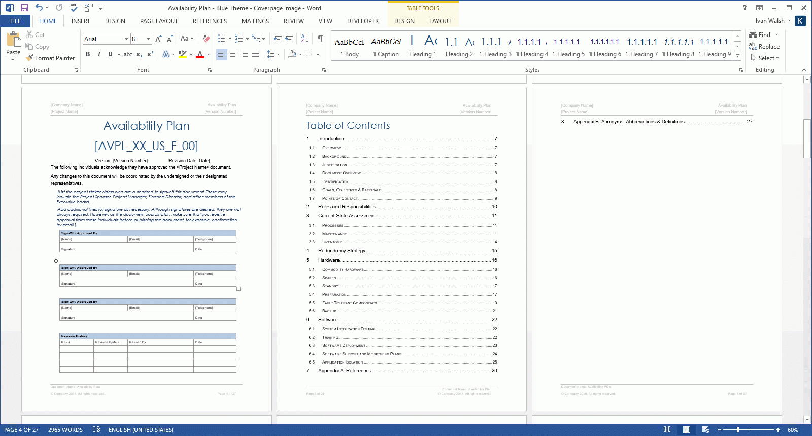 Availability Plan Template (Ms Office) For Test Template For Word