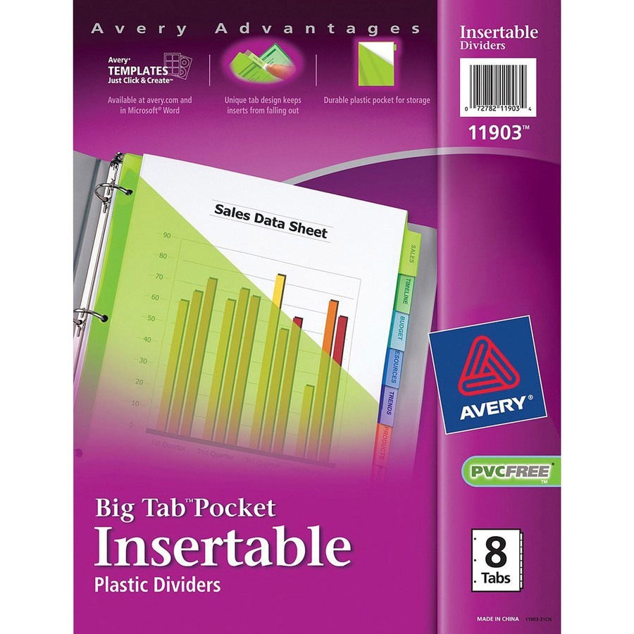 Avery® Big Tab Plastic Insertable Dividers - 8 Tab(S)/set - Letter - 8 1/2"  Width X 11" Length - Multicolor Plastic Divider - 8 / Set Throughout 8 Tab Divider Template Word