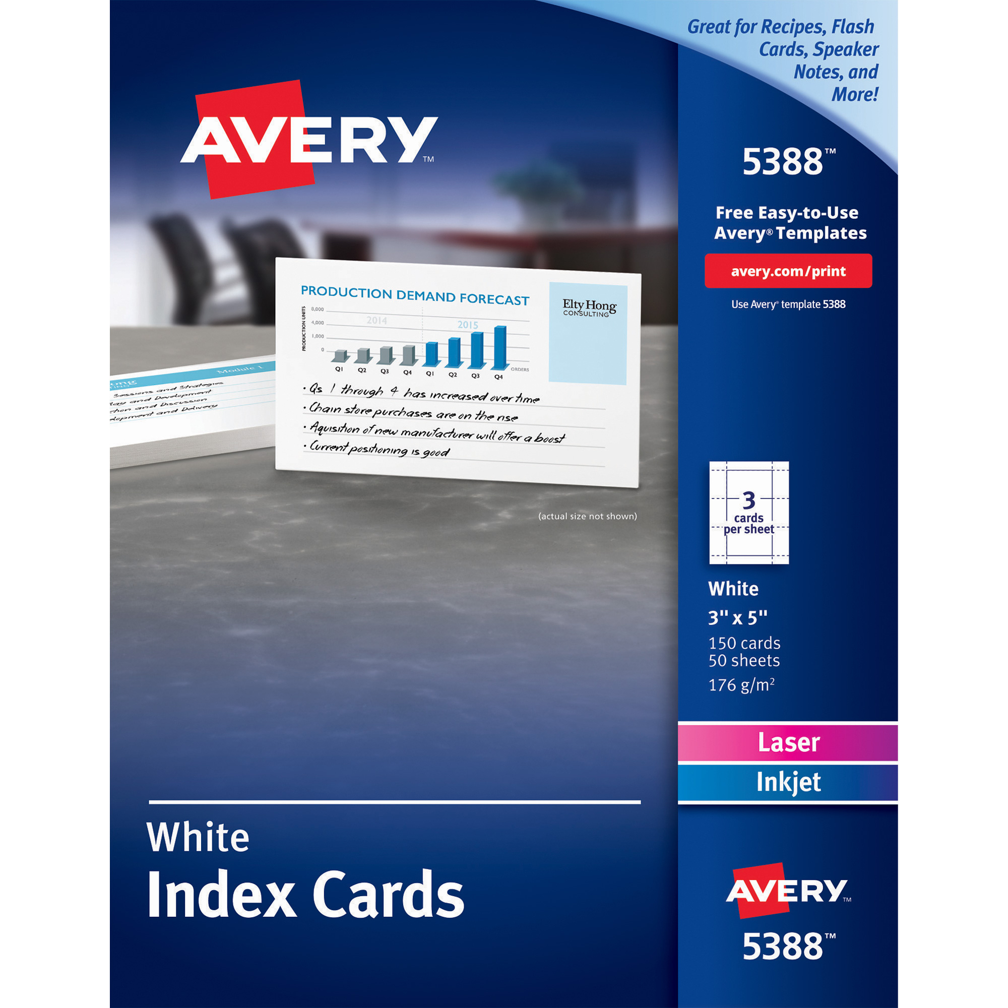 Avery® Laser, Inkjet Print Printable Index Card – A7 – 3" X 5" – 150 / Box  – White Regarding 5 By 8 Index Card Template