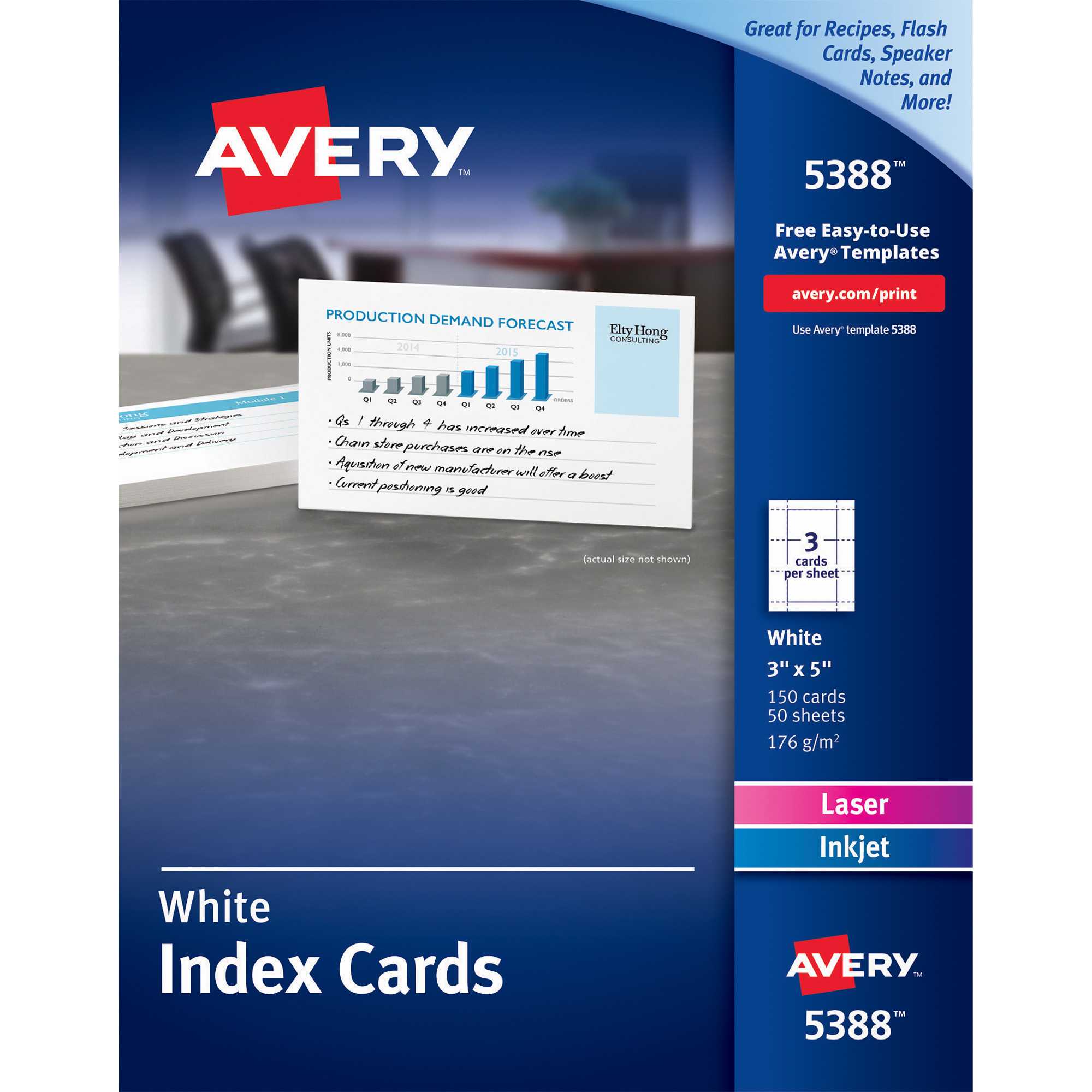 Avery® Laser, Inkjet Print Printable Index Card – A7 – 3" X 5" – 150 / Box  – White Regarding 5 By 8 Index Card Template