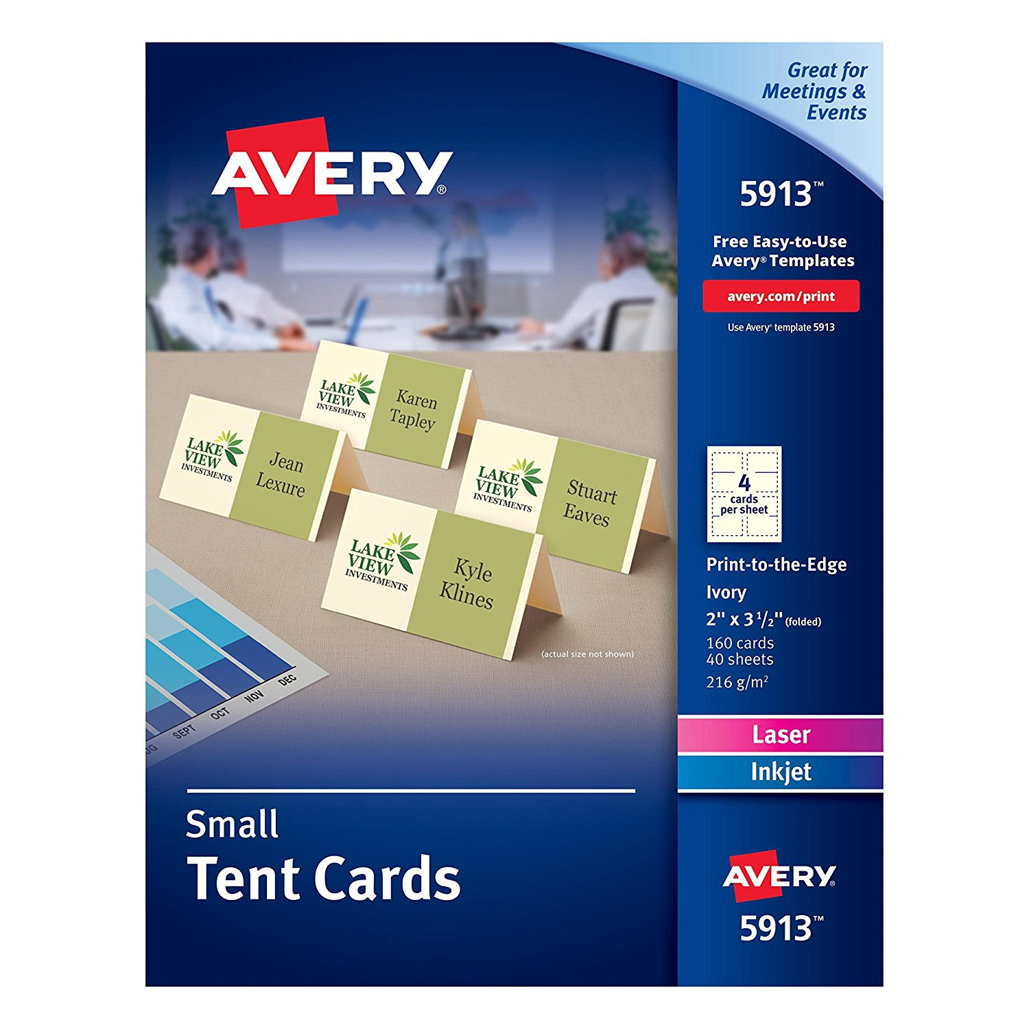 Avery Small Ivory Tent Cards, Laser/inkjet Printers, 2"x3 1/2", Pack Of 160  (5913) With Regard To Free Place Card Templates 6 Per Page