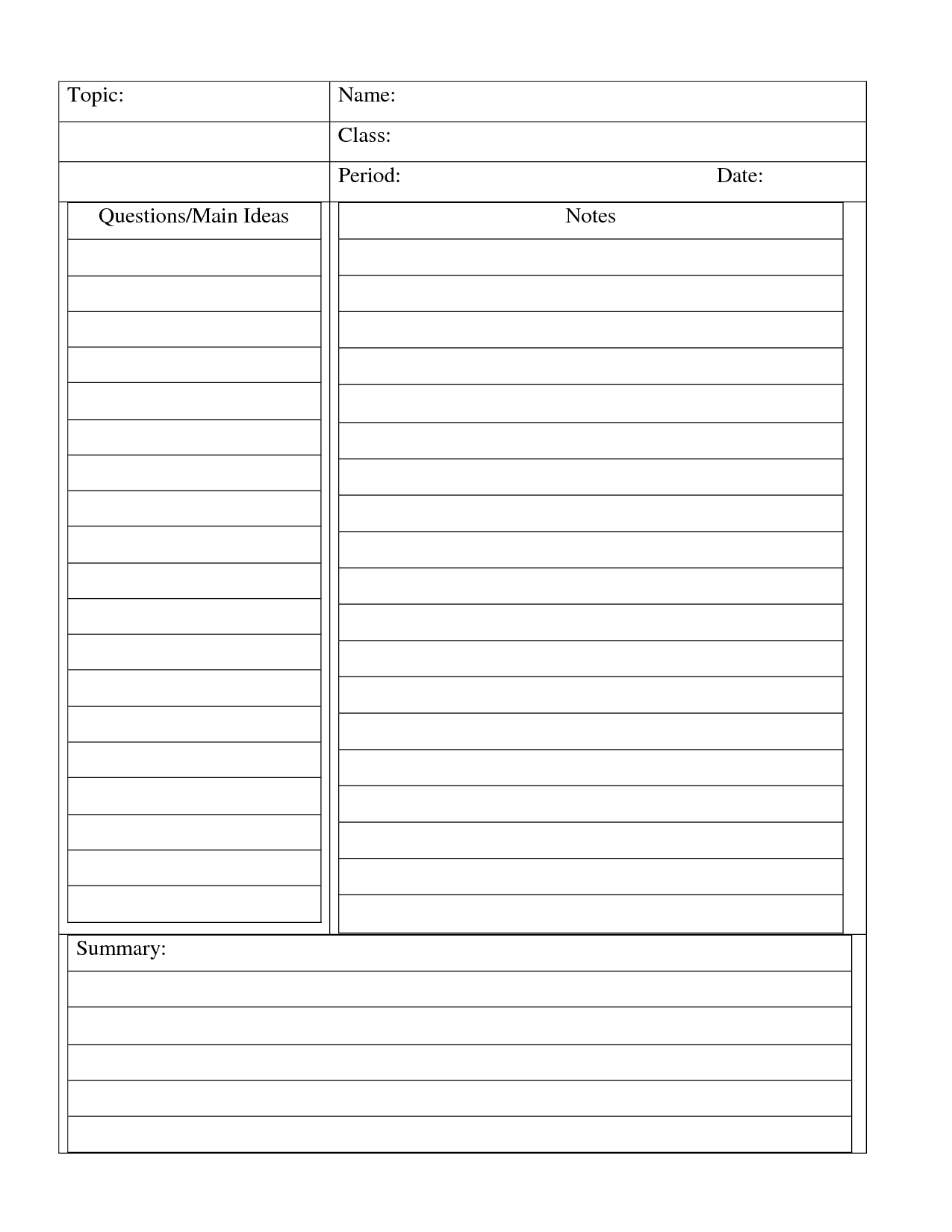 Avid Cornell Notes Template Word Doc - Invitation Templates Throughout Cornell Note Template Word