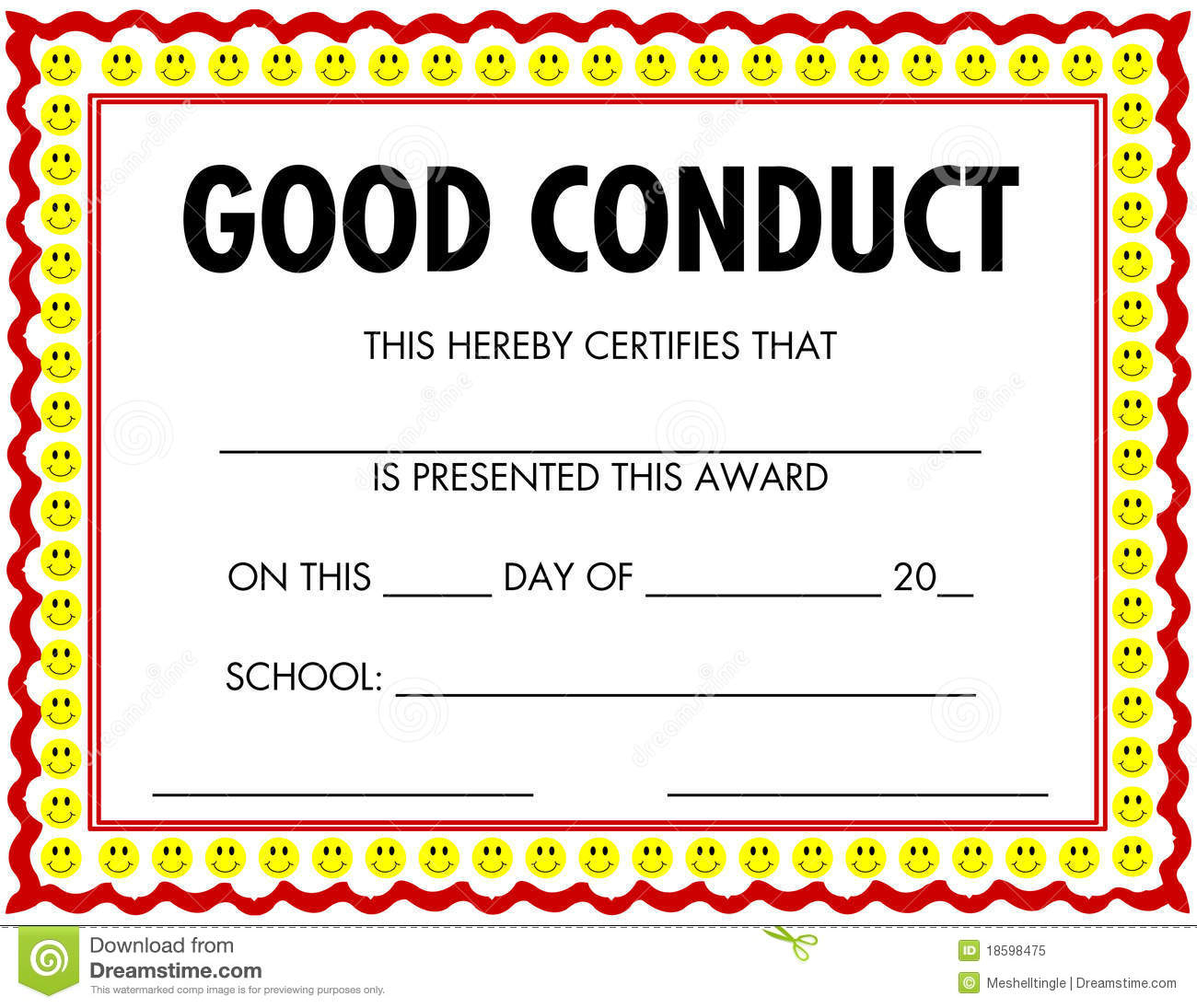 Award Certificate Good Conduct Stock Vector – Illustration Pertaining To Good Conduct Certificate Template