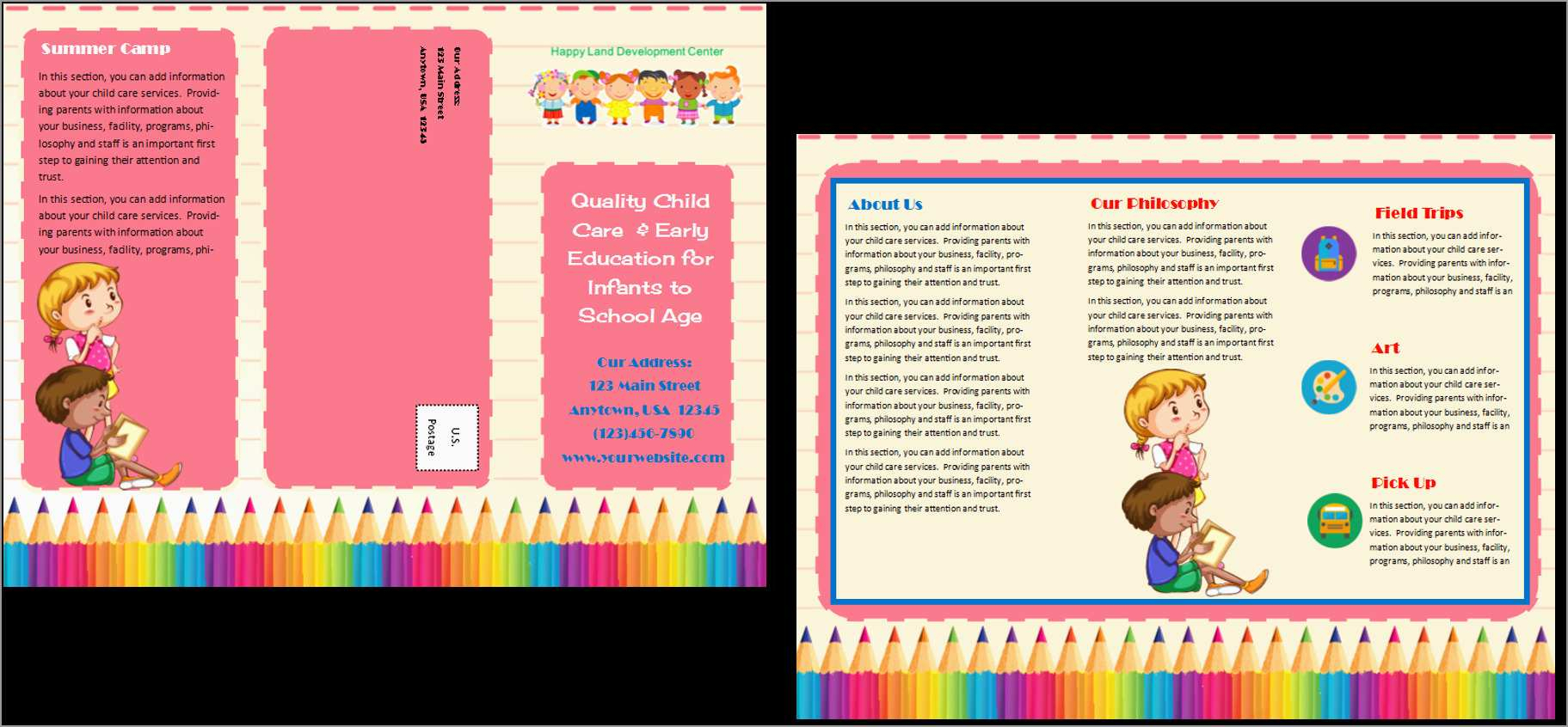 Awesome Preschool Brochure Template Free | Best Of Template Regarding Daycare Brochure Template