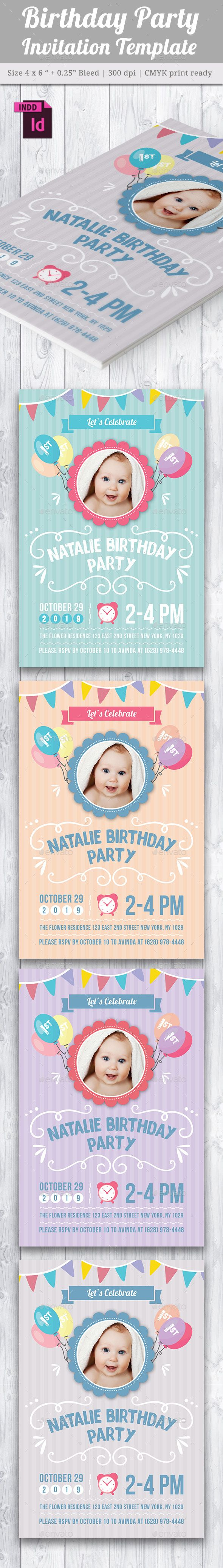Baby Birthday Card Design Template Indesign Indd | Card With Birthday Card Indesign Template
