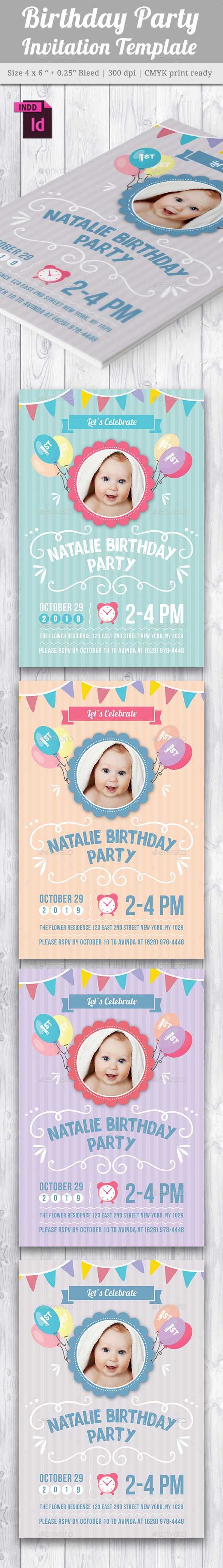 Baby Birthday Card Design Template Indesign Indd | Card With Birthday Card Indesign Template