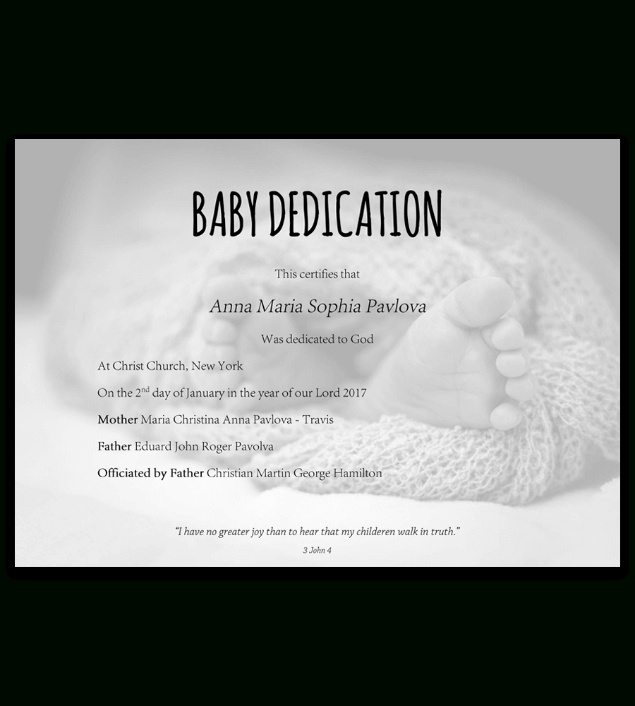 Baby Dedication Certificate Template For Word [Free For Baby Dedication Certificate Template