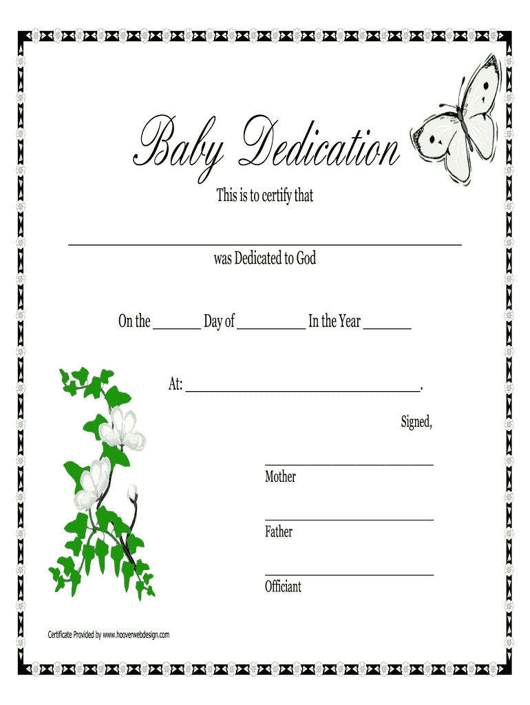 Baby Dedication Certificates Printable – Fill Online Inside Baby Dedication Certificate Template