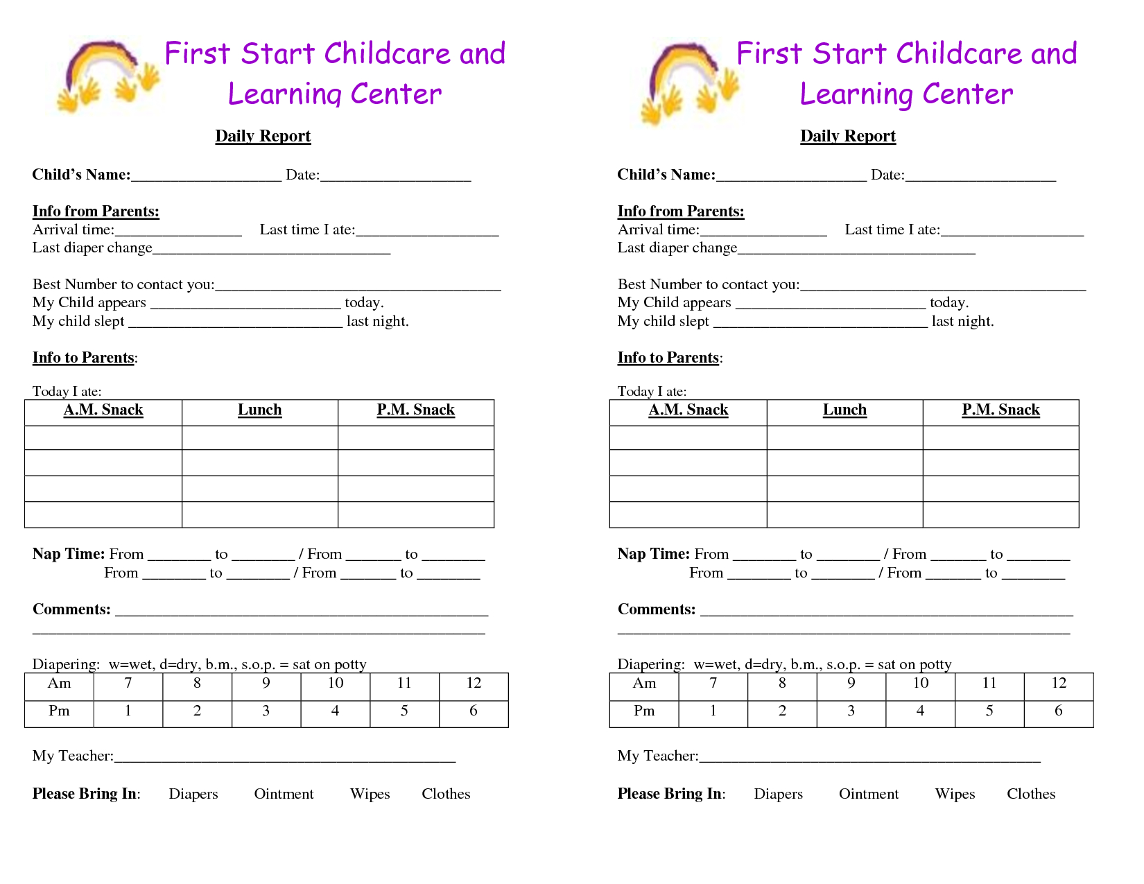 Baby Log Forms – Google Search | Daycare Forms | Infant Pertaining To Daycare Infant Daily Report Template