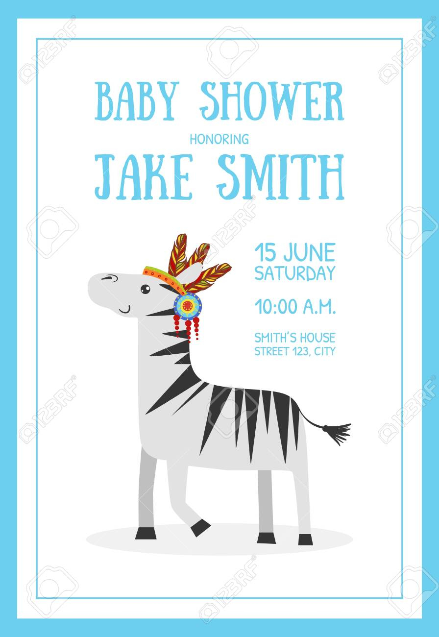 Baby Shower Banner Template With Place For Text And Cute Wild.. For Baby Shower Banner Template