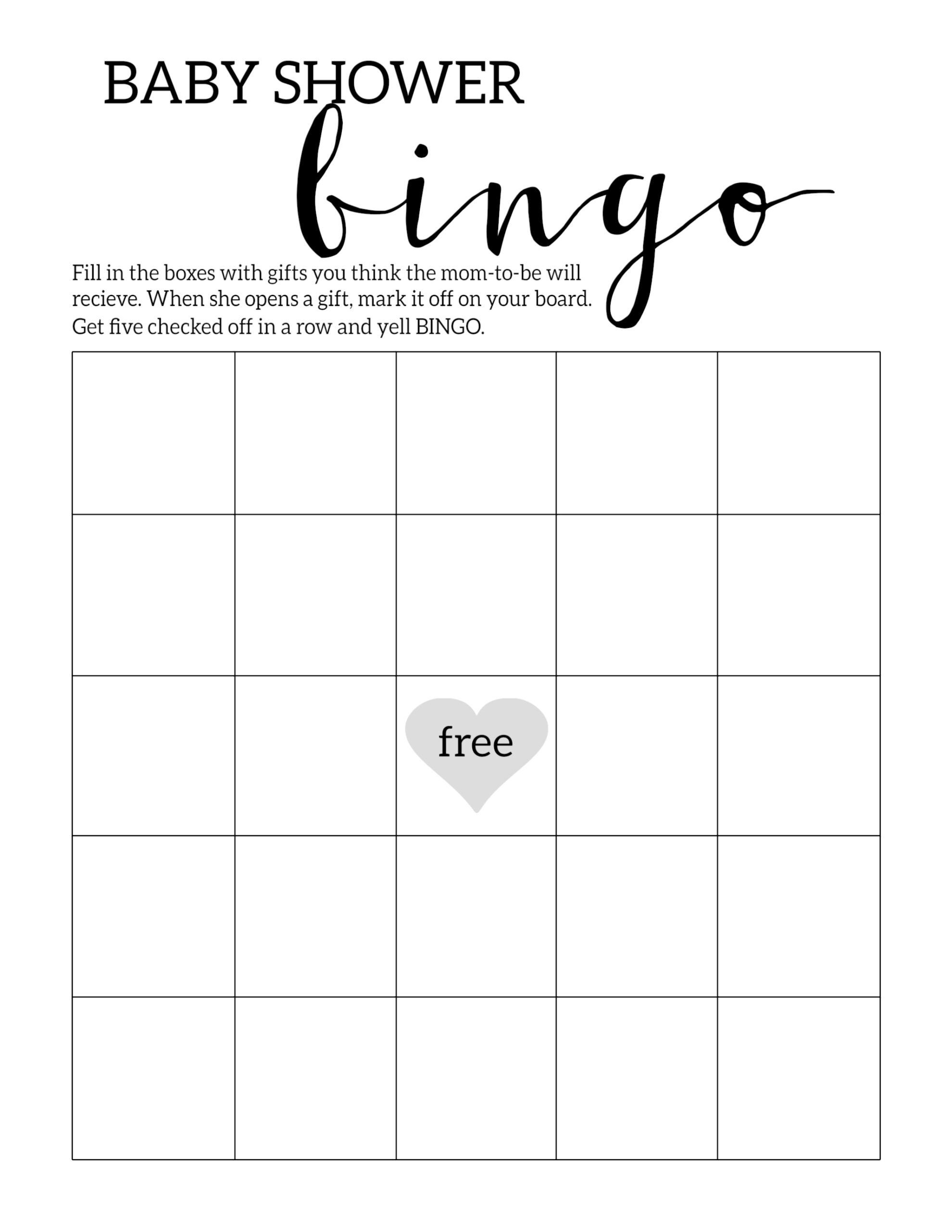 Baby Shower Bingo Printable Cards Template – Paper Trail Design Intended For Blank Bingo Template Pdf
