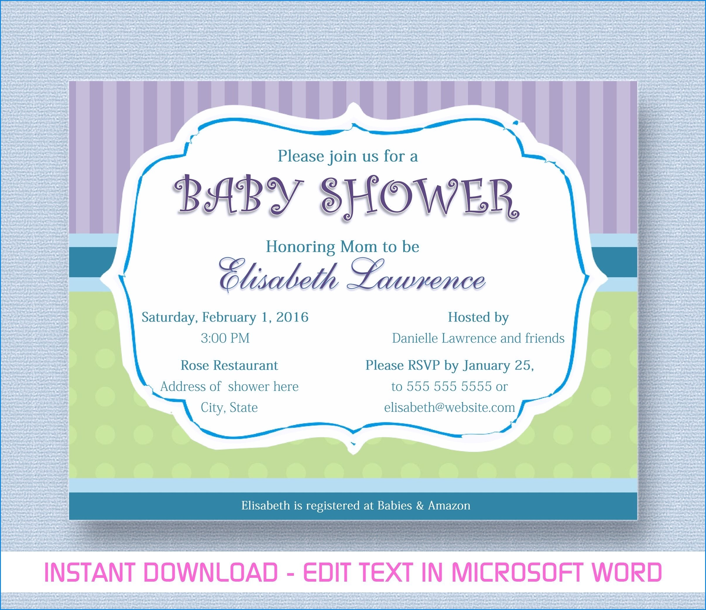 Baby Shower Invitation Template Microsoft Word Five Ideas With Regard To Free Baby Shower Invitation Templates Microsoft Word