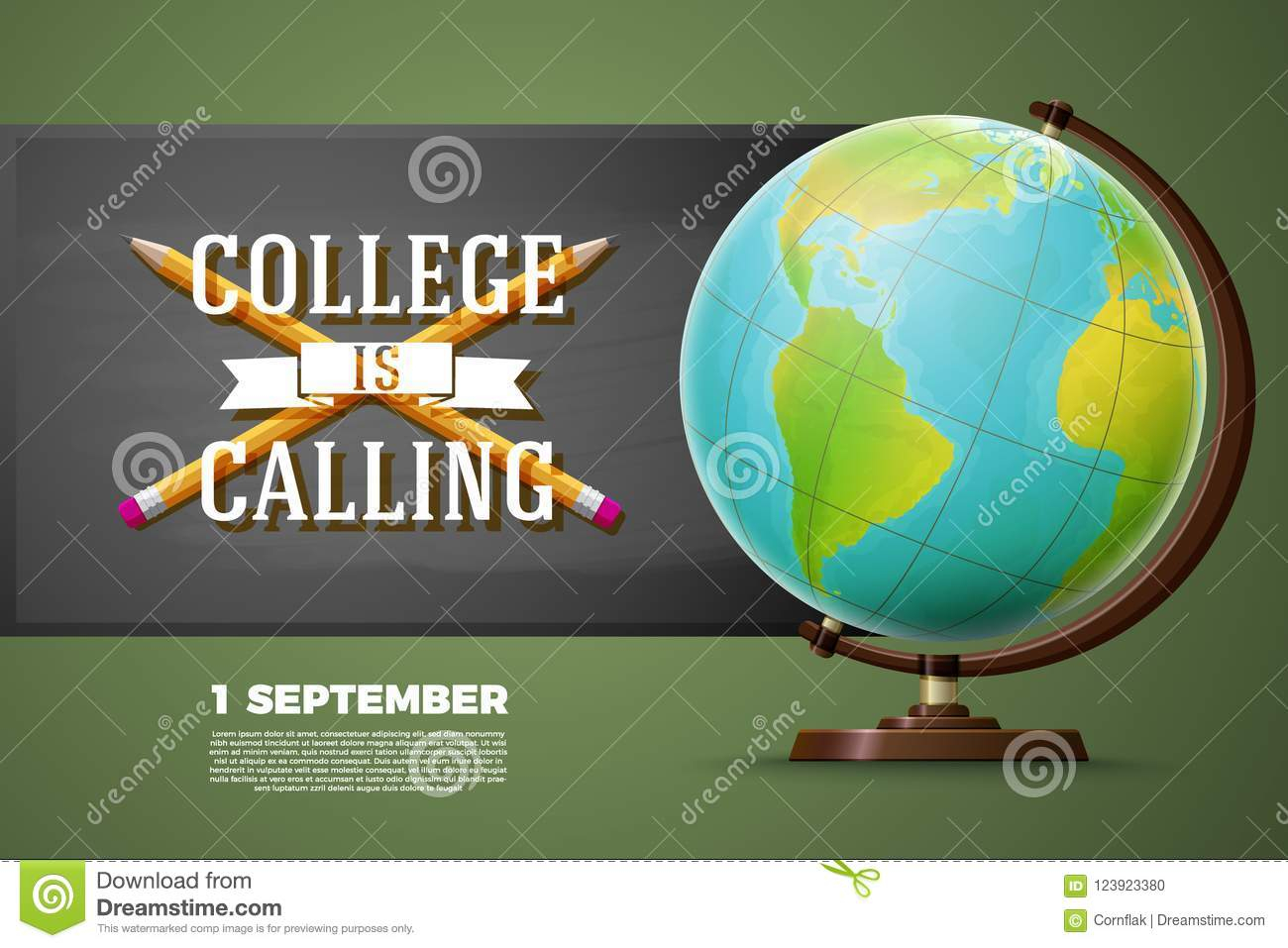 Back To College Banner Template, Globe, Chalkboard Stock Pertaining To College Banner Template