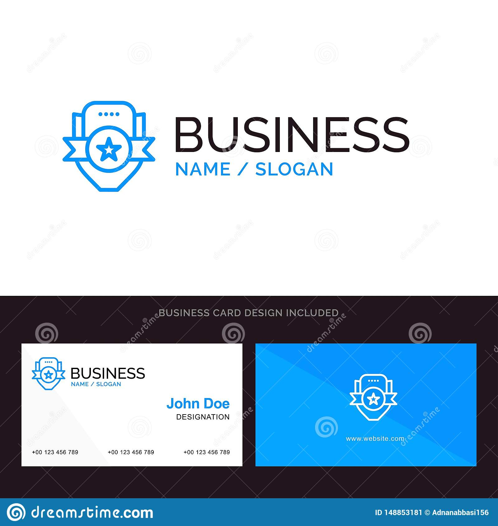 Badge, Club, Emblem, Shield, Sport Blue Business Logo And Inside Shield Id Card Template