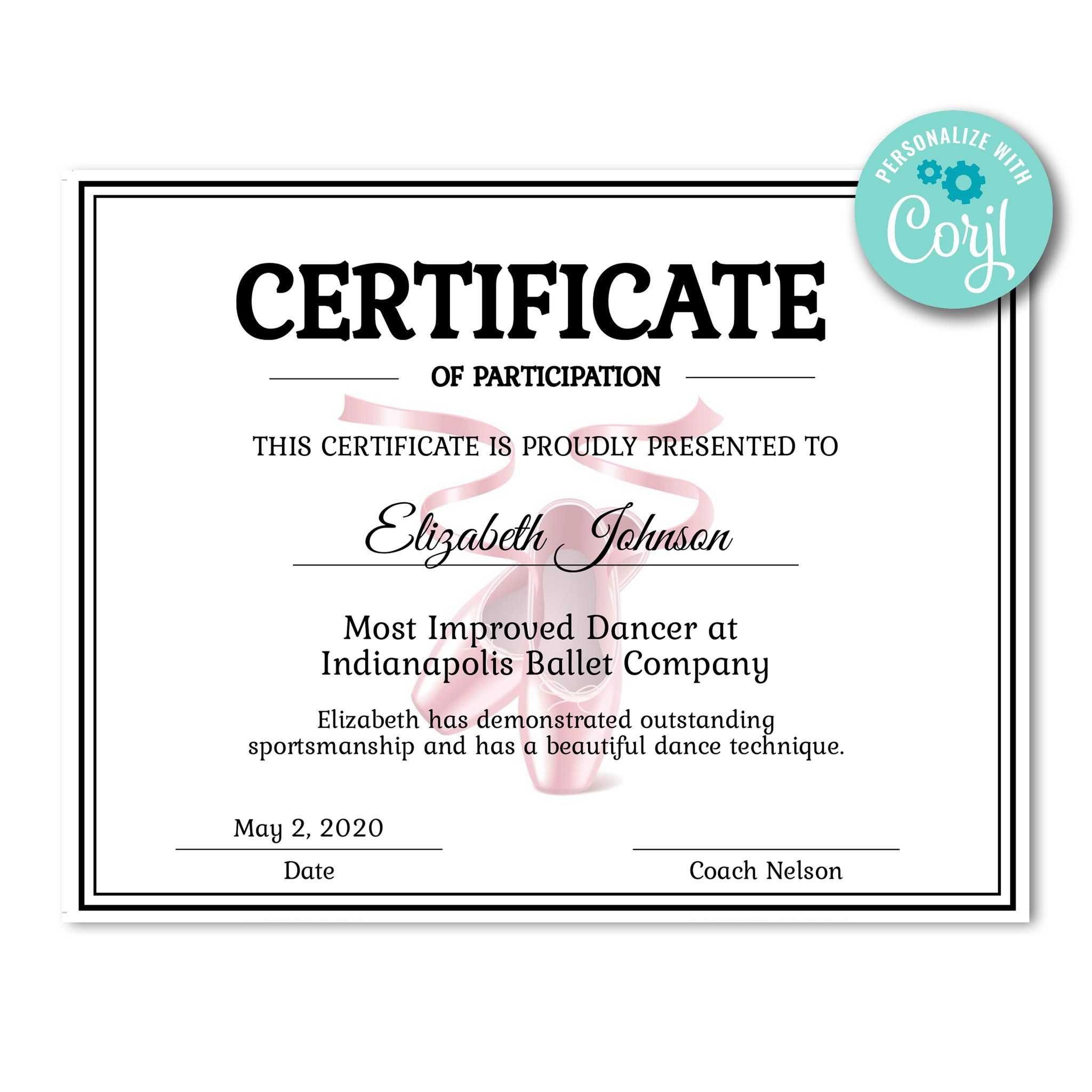 Ballet Certificate | Certificates | Printable Award Throughout Dance Certificate Template