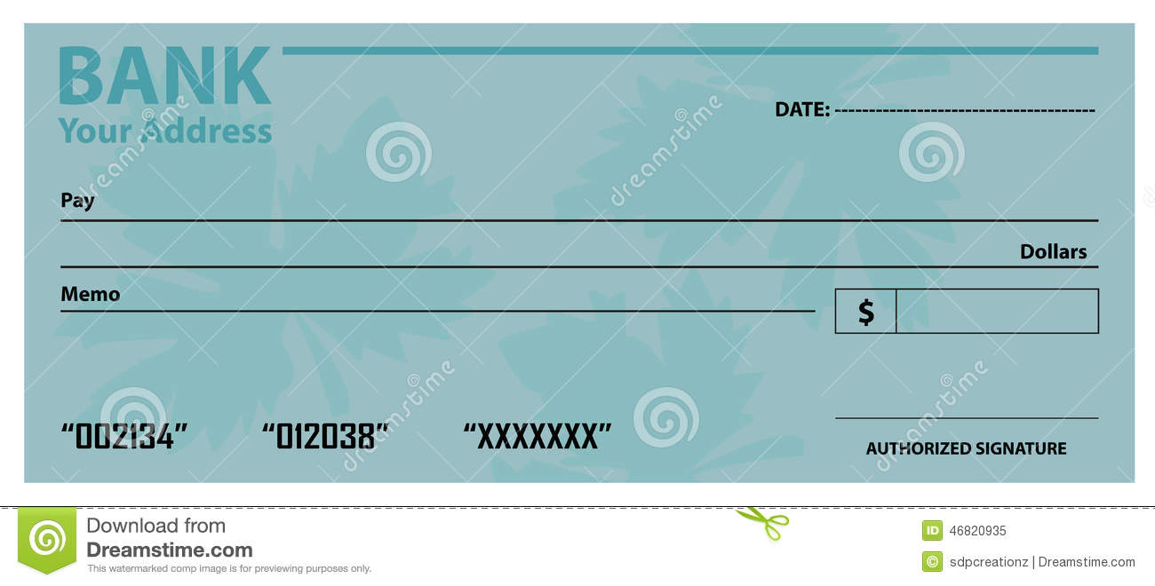 Bank Check / Cheque Template Stock Vector – Illustration Of With Regard To Large Blank Cheque Template