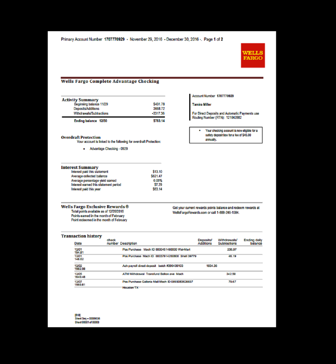 Bank, Statement, Wells Fargo Template, Fake, Custom Pertaining To Credit Card Statement Template