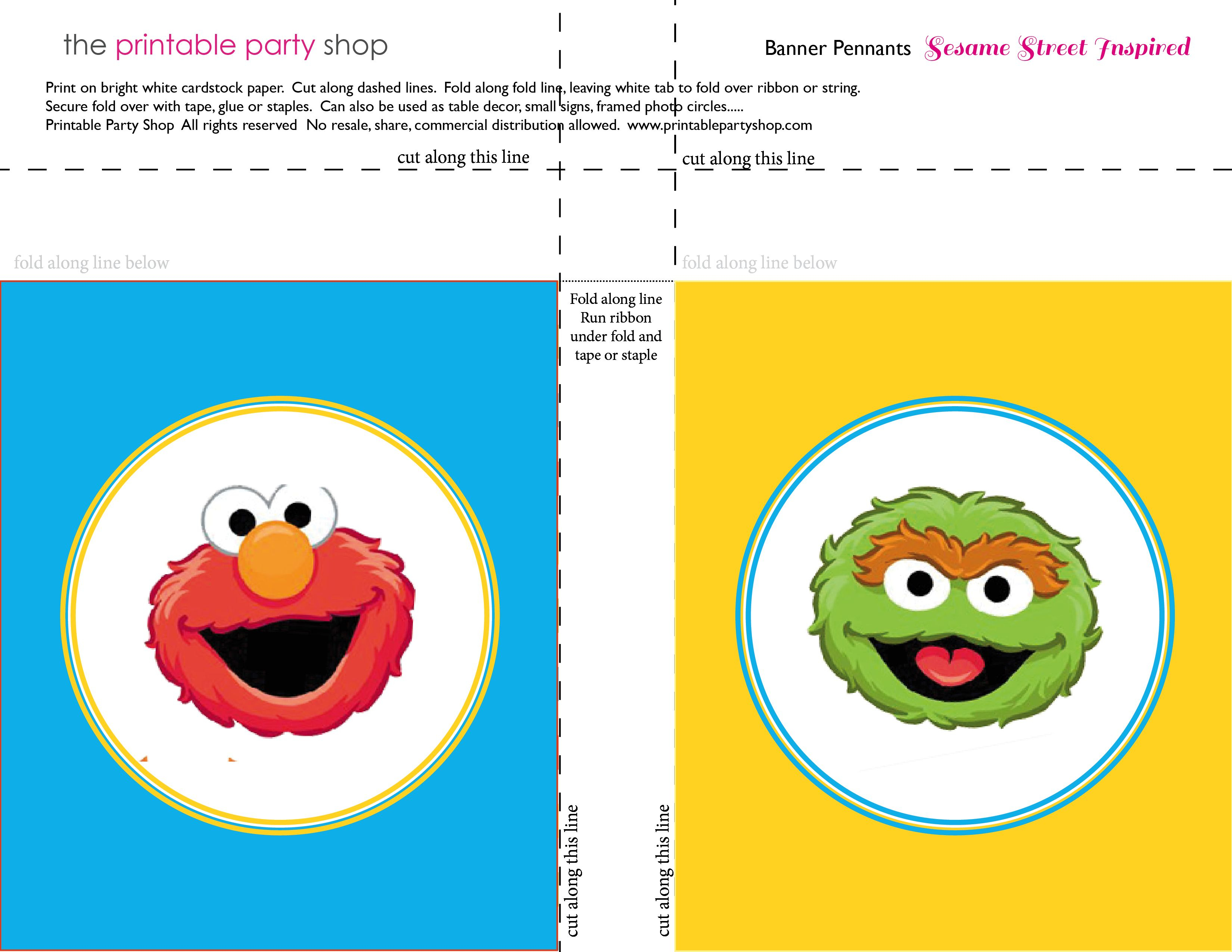 Banner Squares Elmo Oscar Sesame Street Printablepartyshop Regarding Sesame Street Banner Template