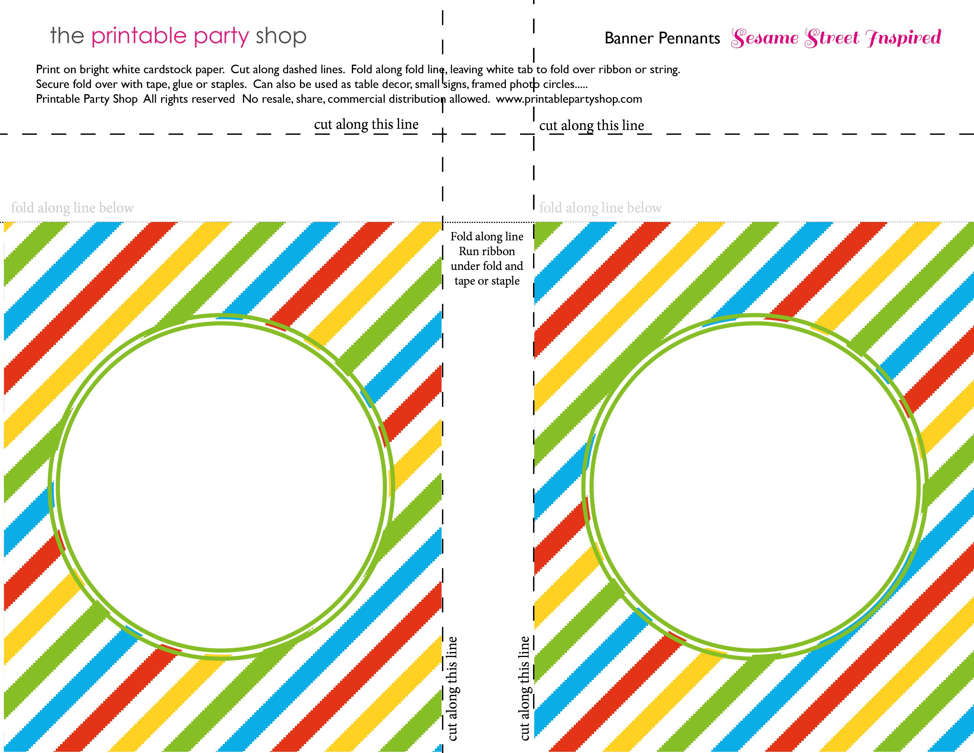 Banner Squares Stripes Sesame Street Printablepartyshop Pertaining To Staples Banner Template