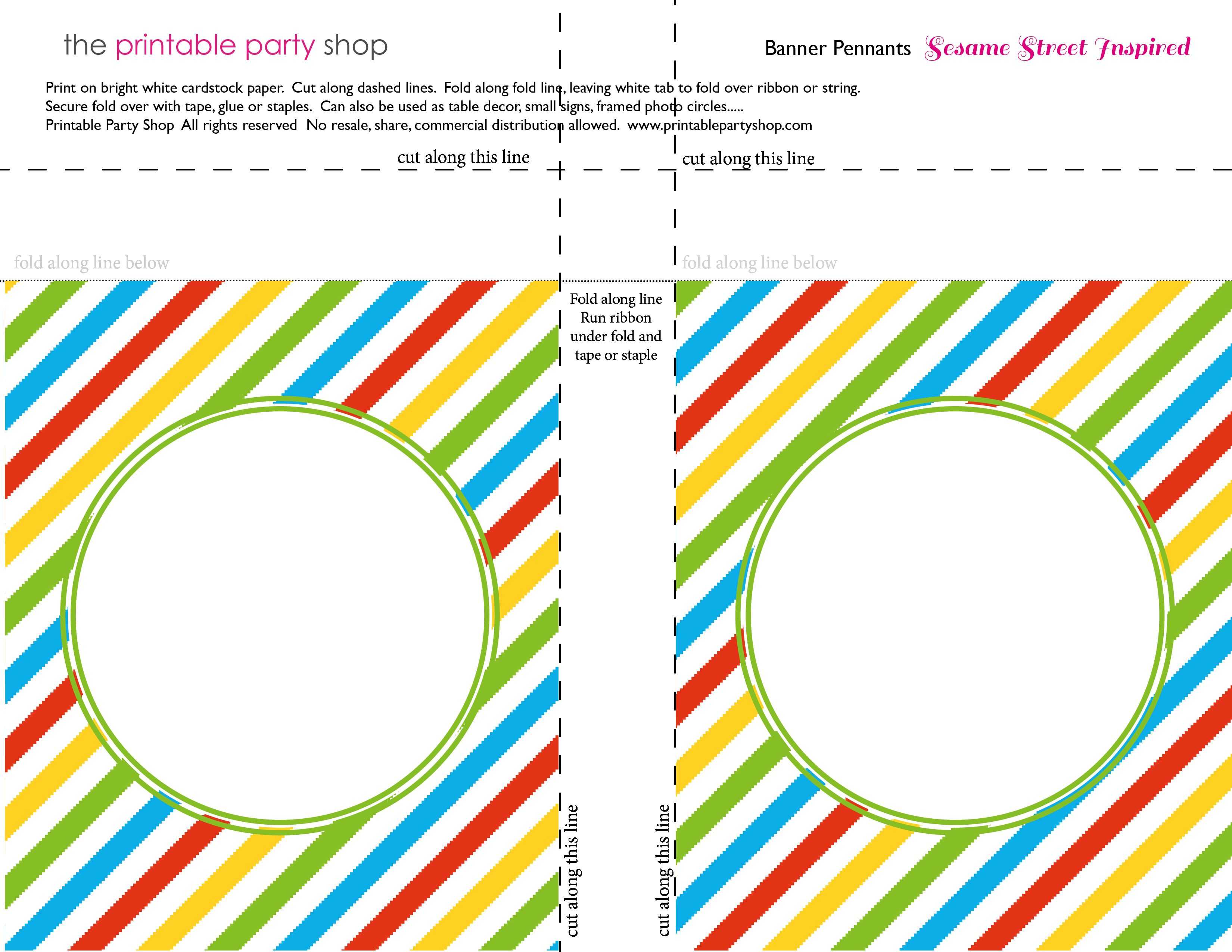 Banner Squares Stripes Sesame Street Printablepartyshop Within Sesame Street Banner Template