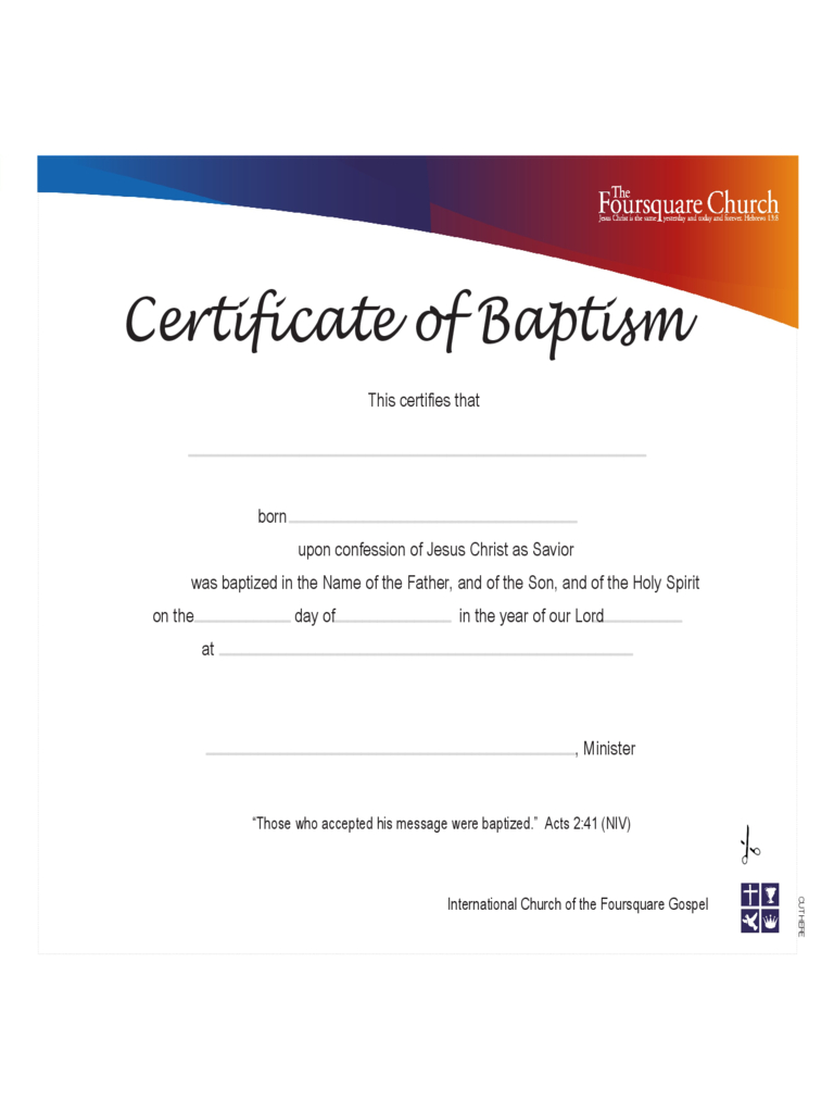 Baptism Certificate – 4 Free Templates In Pdf, Word, Excel Pertaining To Baptism Certificate Template Download