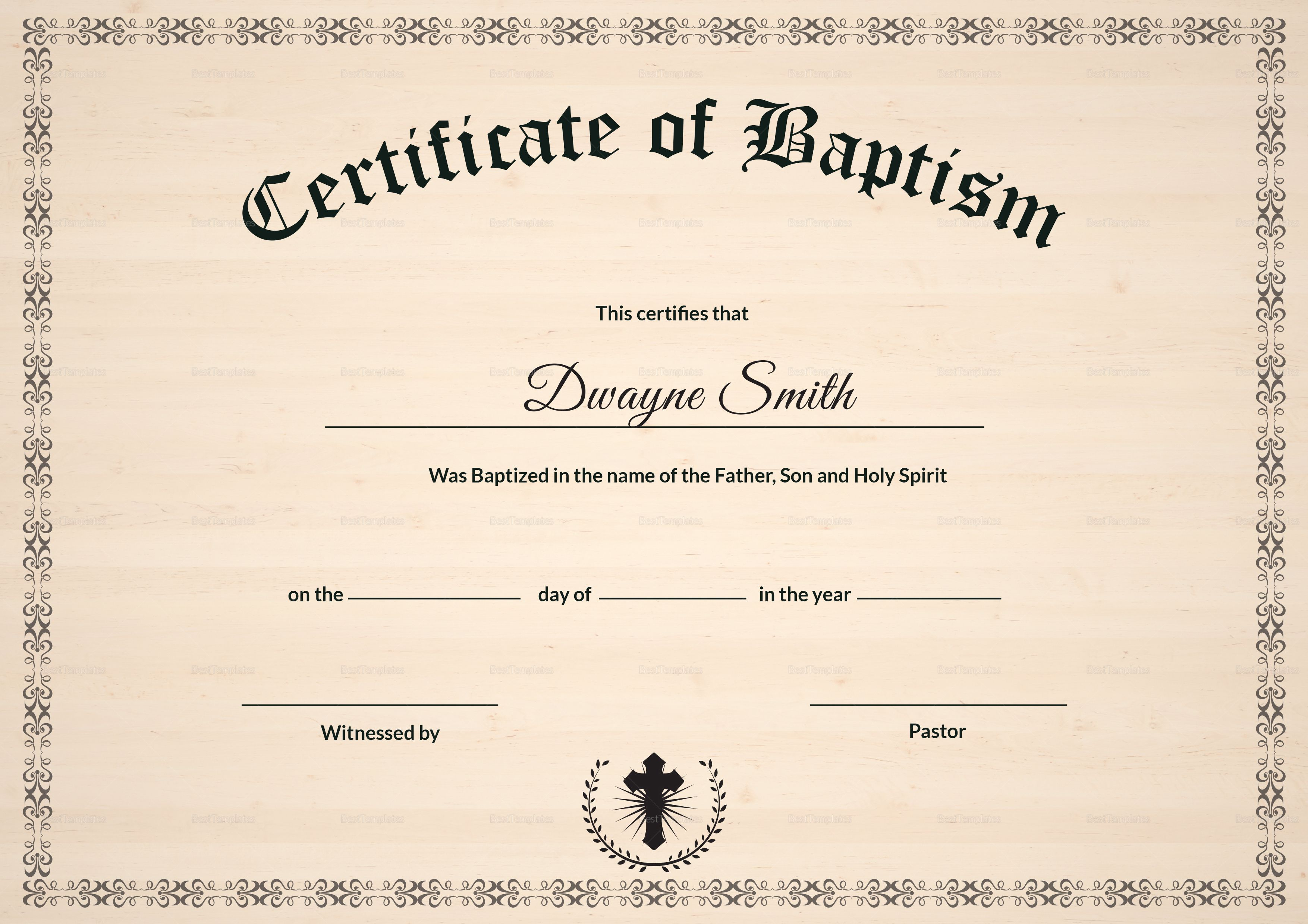 Baptism Certificate Template | Filej | Certificate Templates In Baptism Certificate Template Word