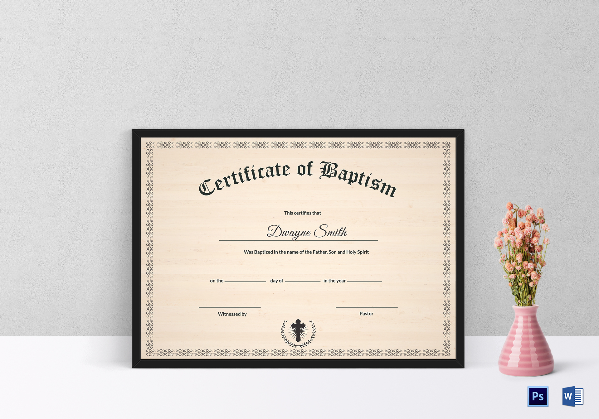 Baptism Certificate Template With Baptism Certificate Template Download