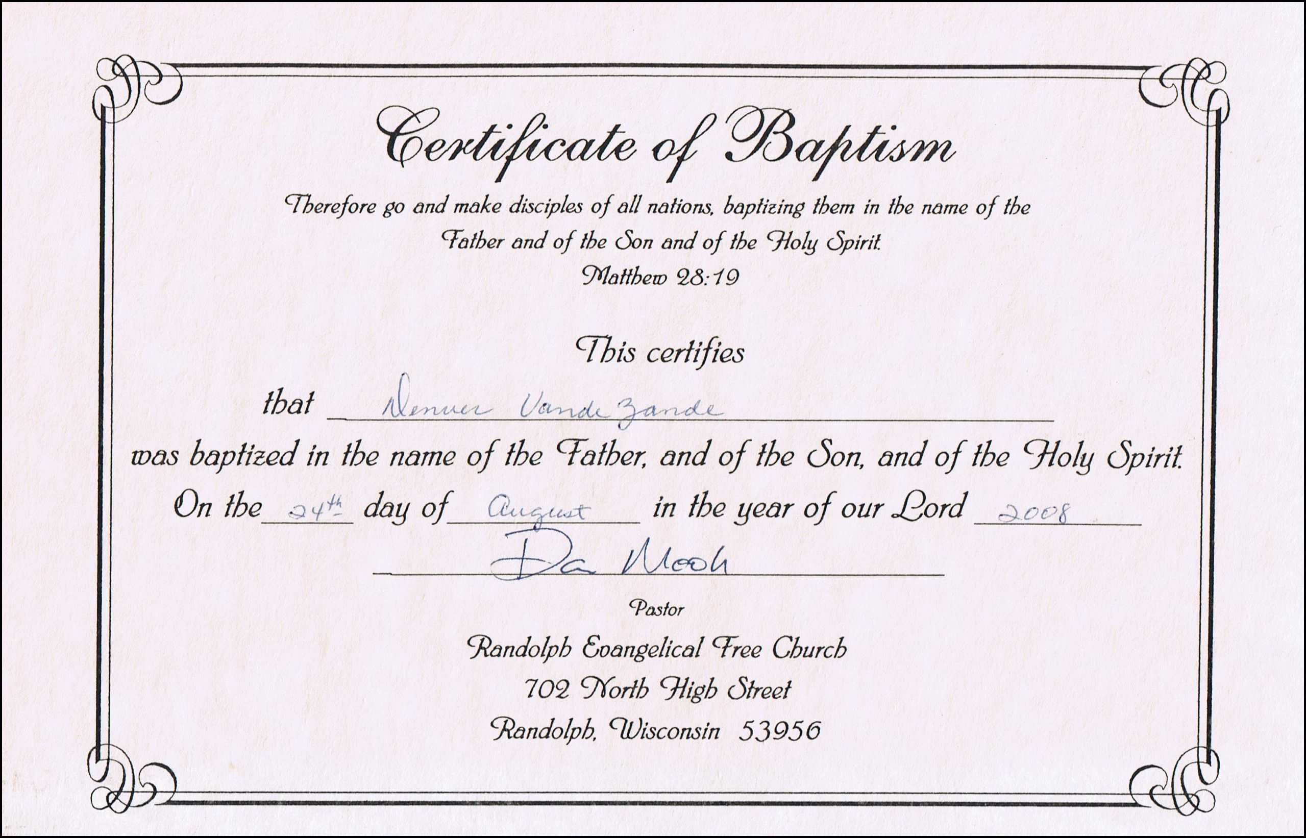 Baptism Certificates Free Online | Denver's Certificate Of Inside Baby Death Certificate Template