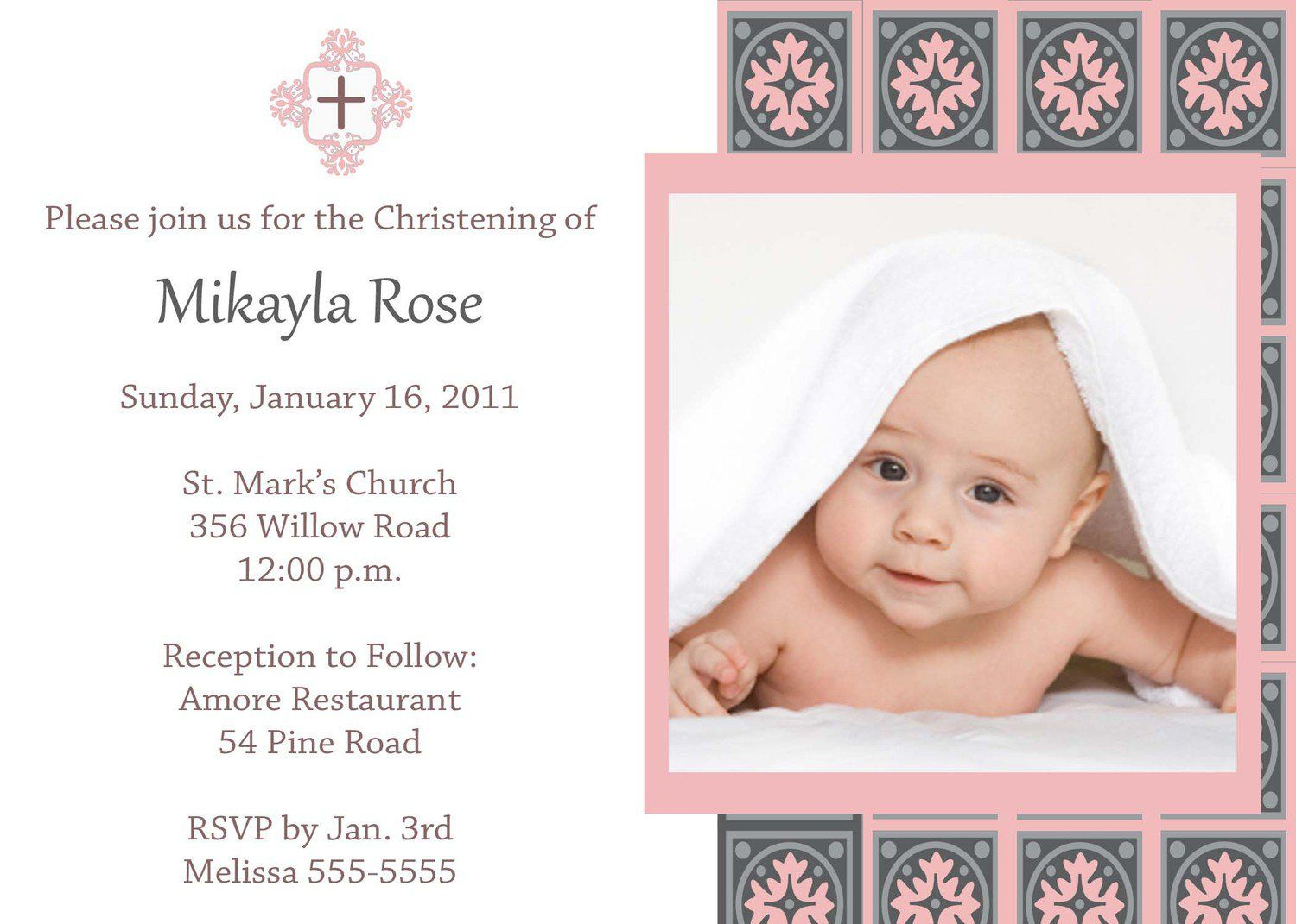 Baptism Invitation Card Template Free | My Sister In Baptism Invitation Card Template