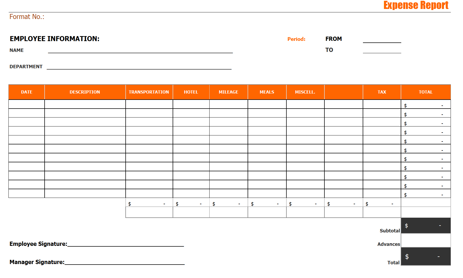 Basic Monthly Expense Report Template With Blank Form And With Regard To Daily Expense Report Template