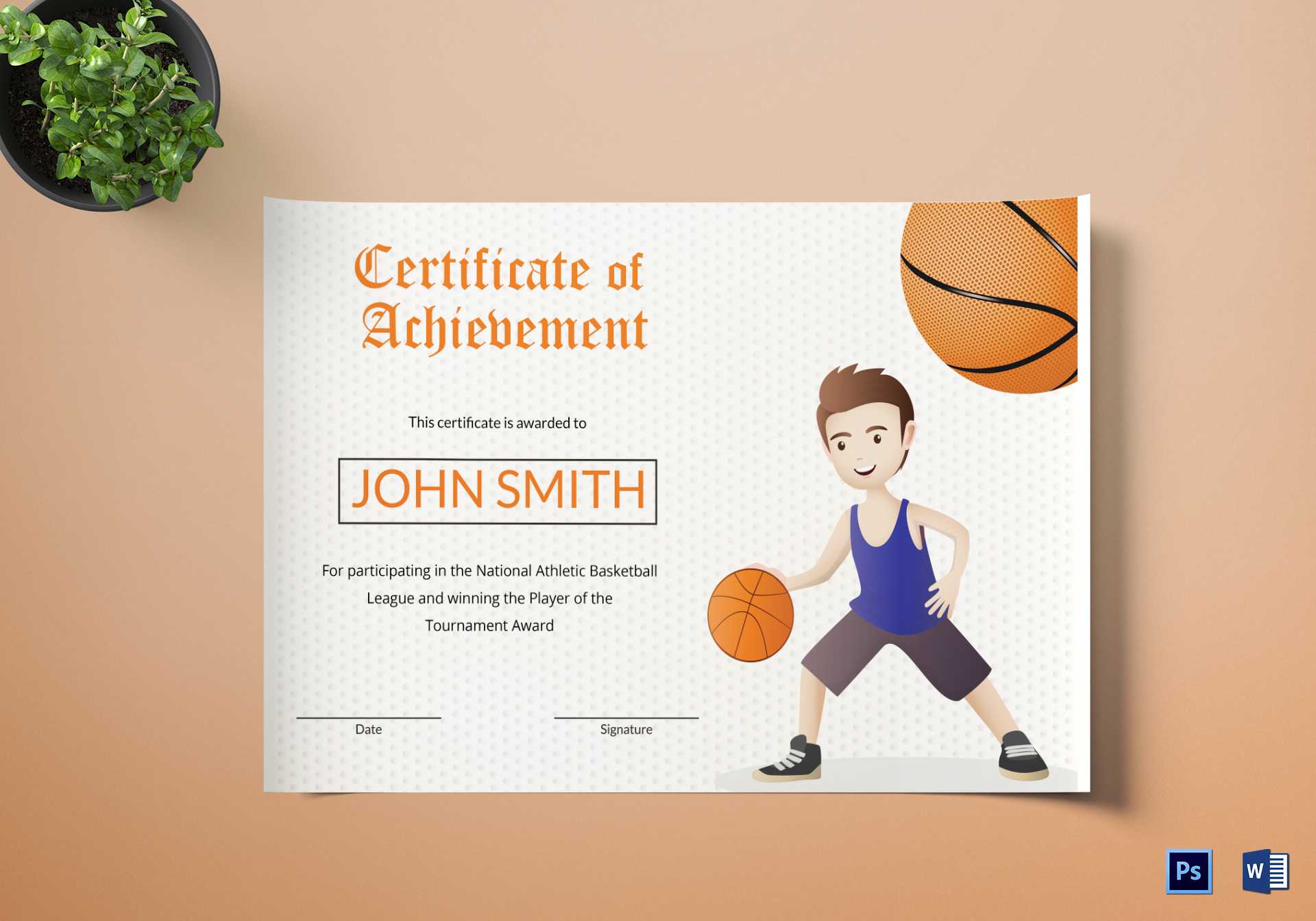 Basketball Certificate Template Regarding Basketball Certificate Template