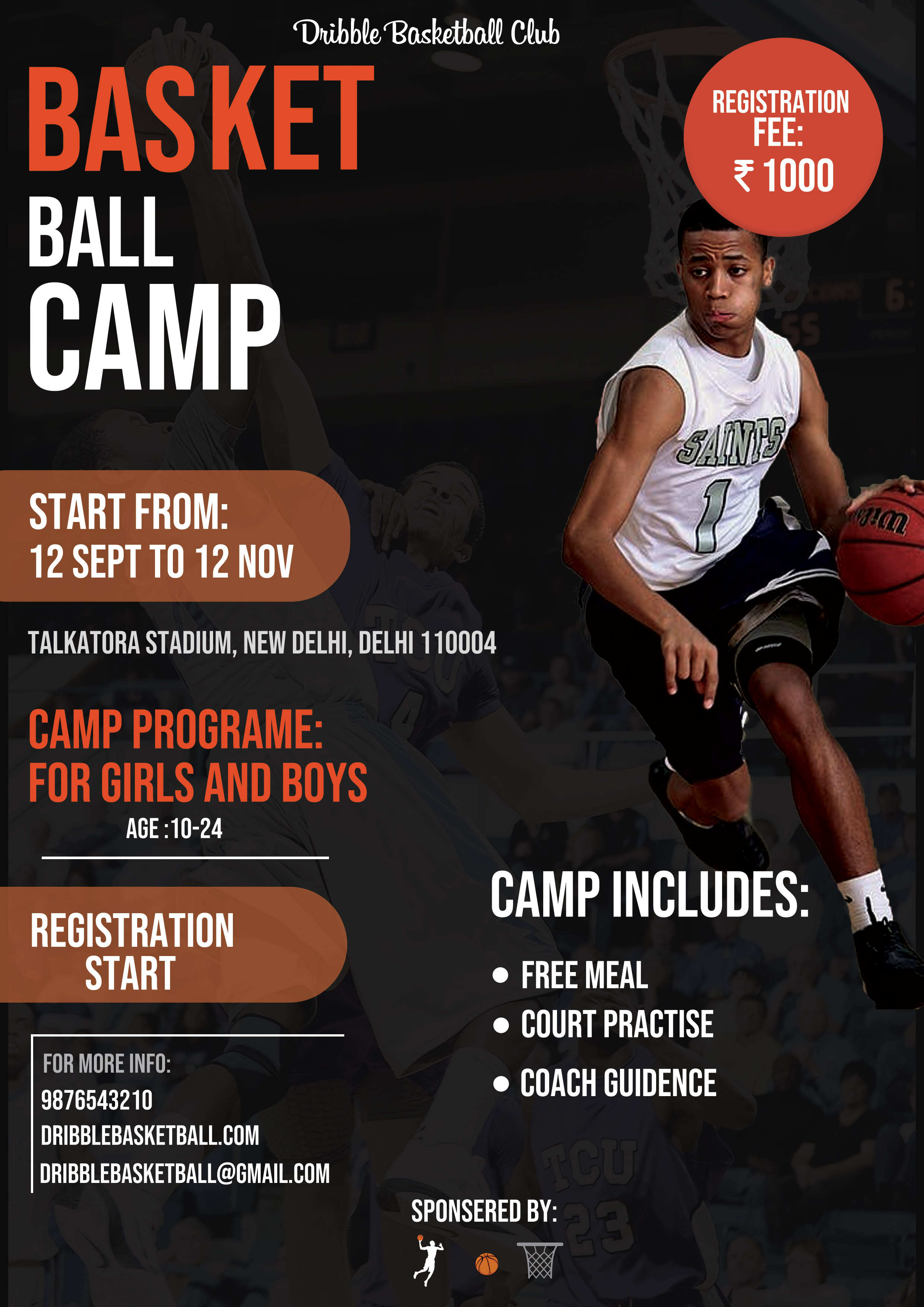Basketball Sports Camp Flyer Free Psd | Freedownloadpsd For Basketball Camp Brochure Template