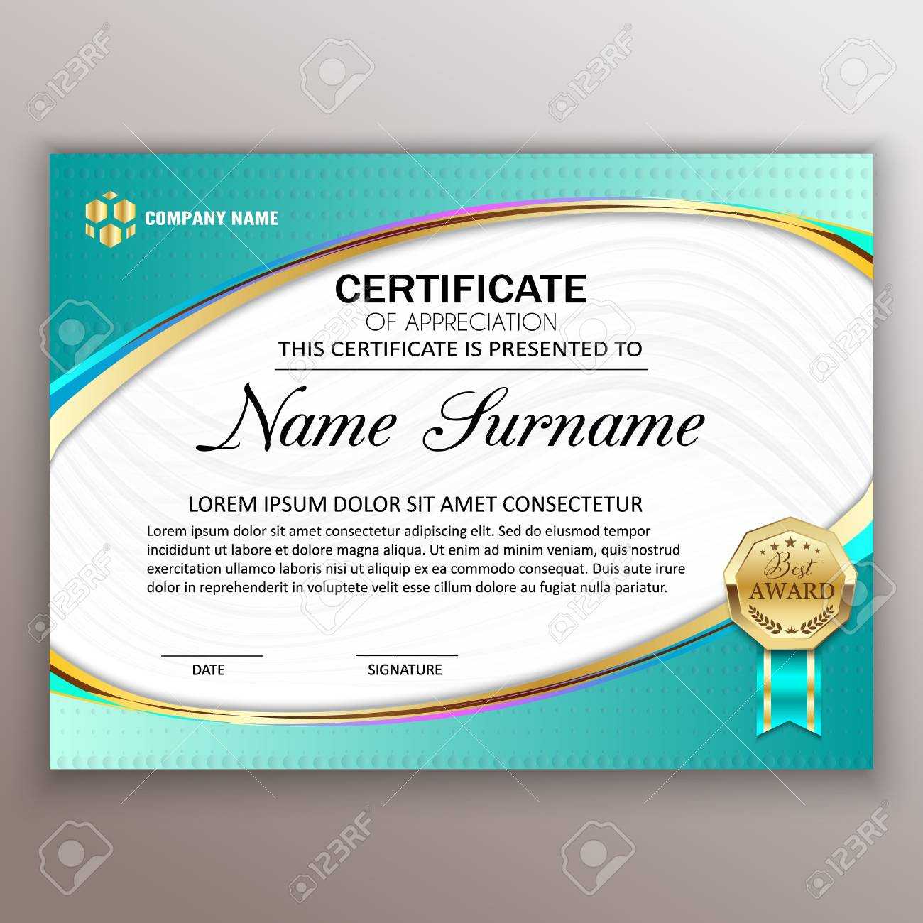 Beautiful Certificate Template Design With Best Award Symbol With Regard To Beautiful Certificate Templates