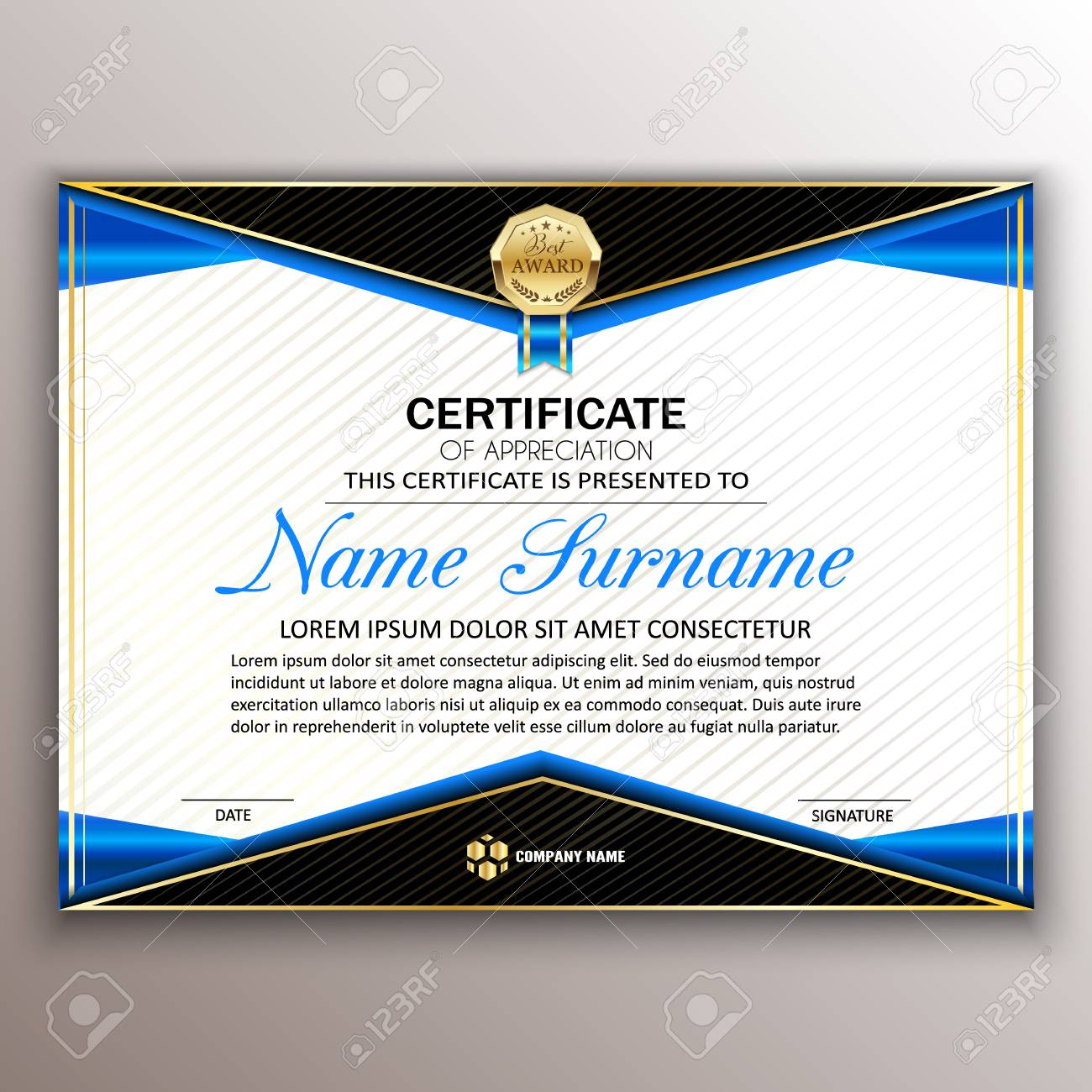 Beautiful Certificate Template Design With Best Award Symbol.. Within Beautiful Certificate Templates