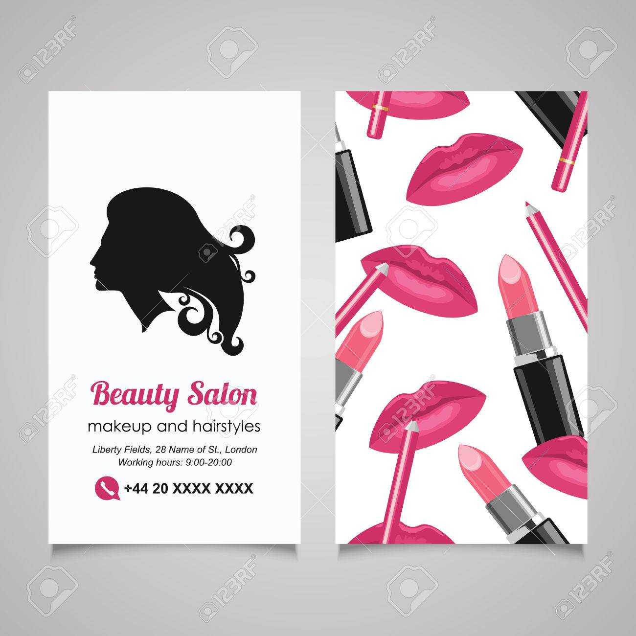 Beauty Salon Business Card Design Template With Beautiful Woman's.. Within Hair Salon Business Card Template