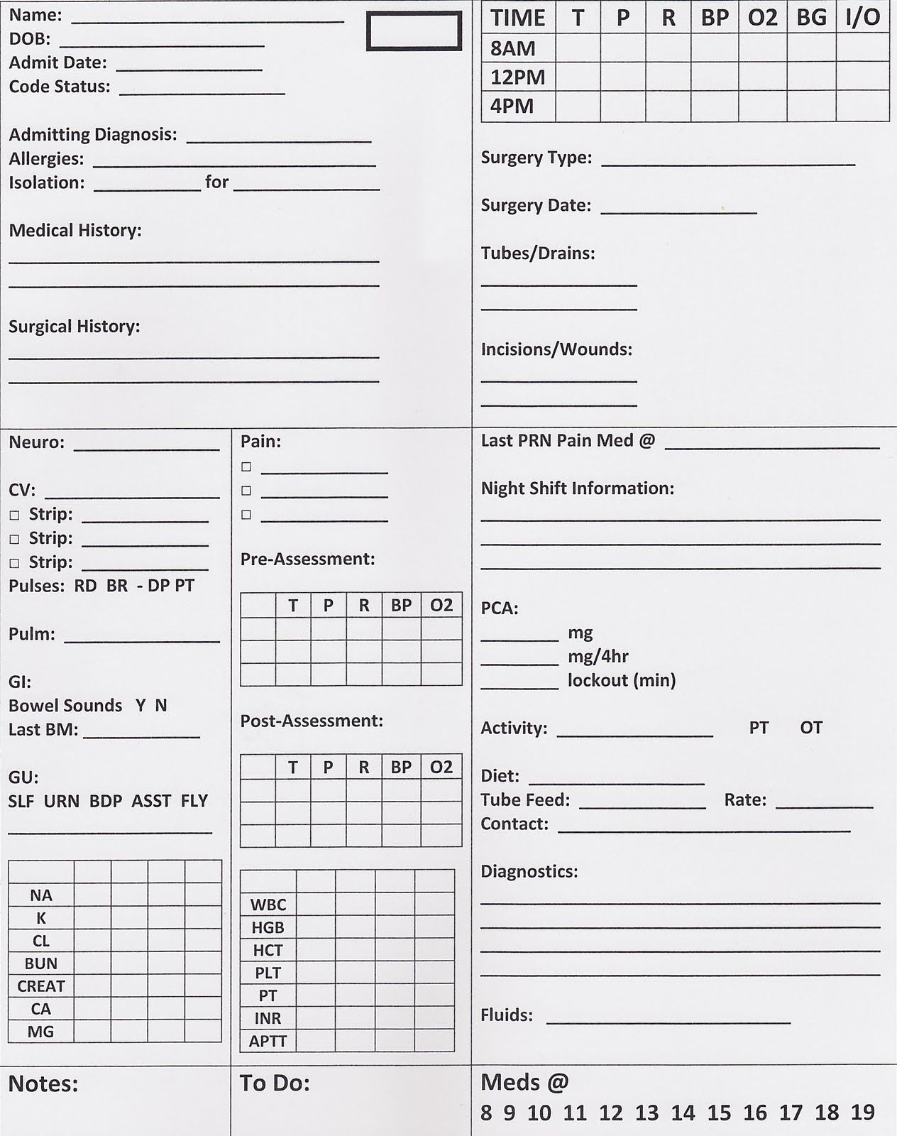 Bedside Nursing Documentation Sheet | Nursing Documentation Regarding Nursing Assistant Report Sheet Templates
