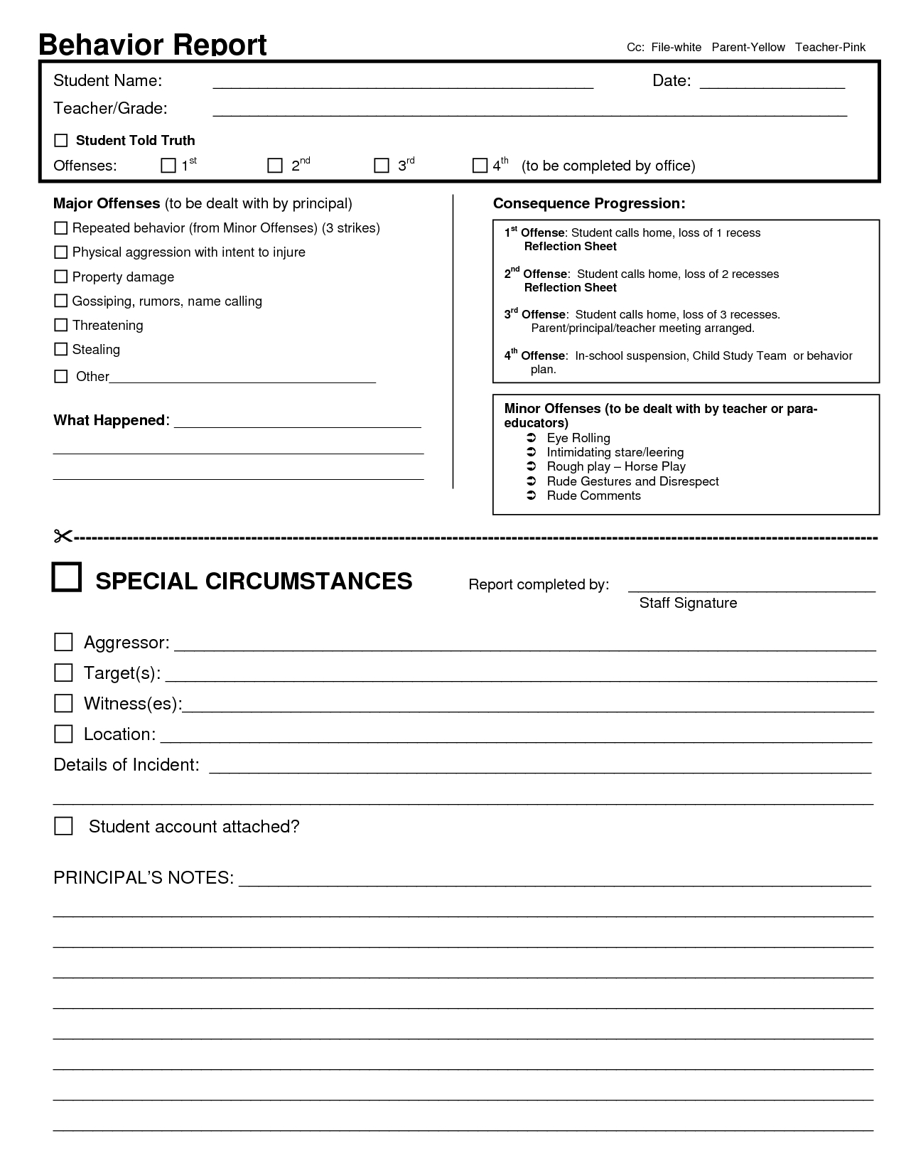 Behavior Report Template | Behavior Report Cc File White Pertaining To Student Grade Report Template