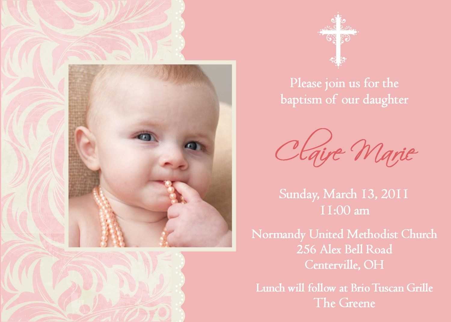 Best Font For Christening Invitation | Invitations For Baptism Invitation Card Template