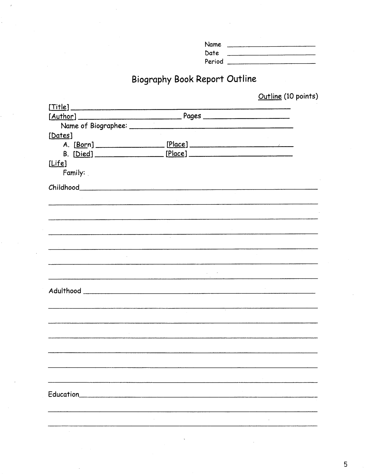 Best Photos Of Biography Book Report Template – 4Th Grade Pertaining To Biography Book Report Template