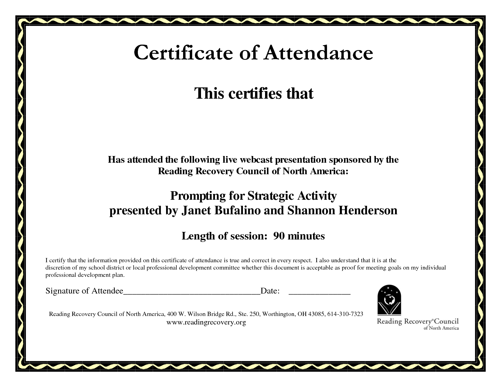 Best Photos Of Examples Of Certificate Of Attendance Within Conference Certificate Of Attendance Template