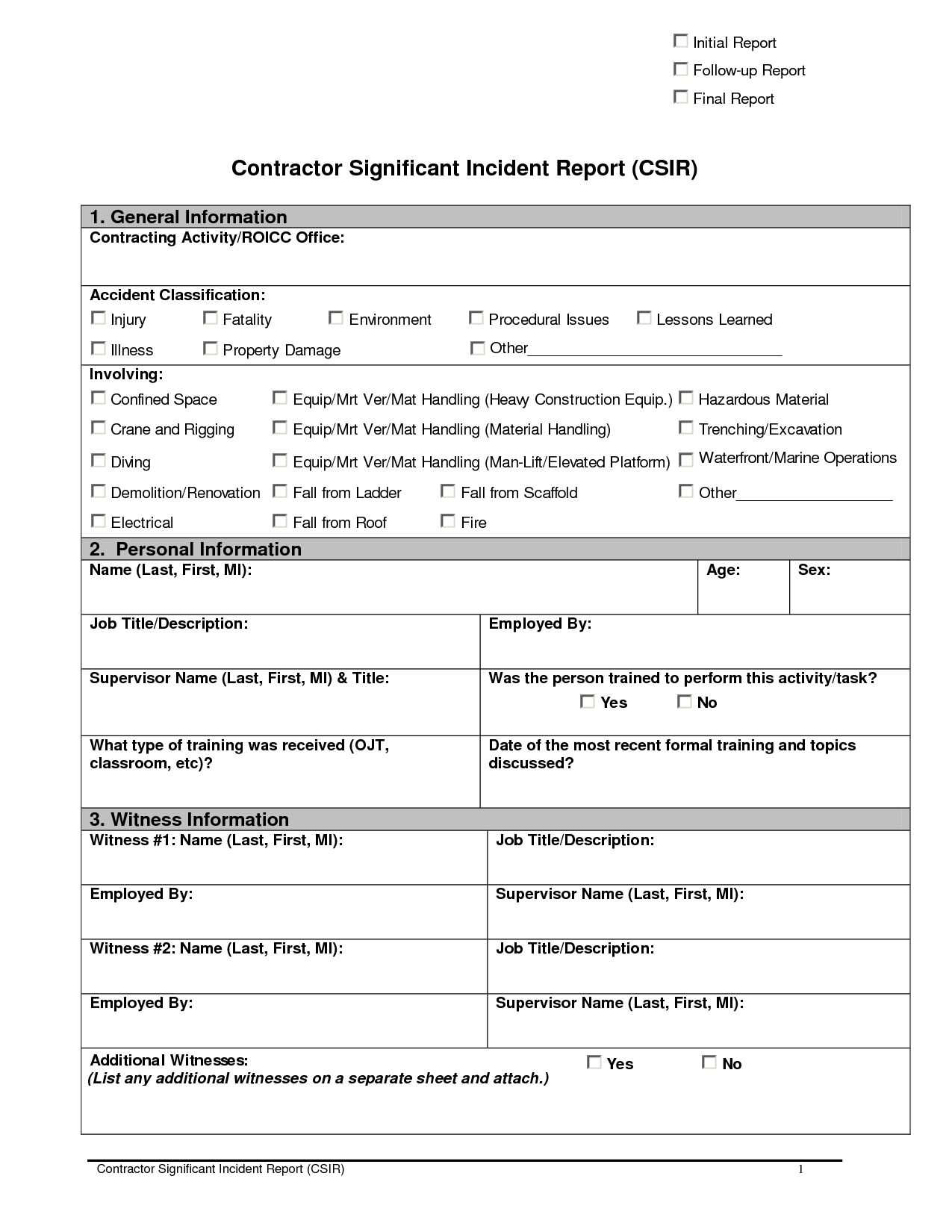 Best Photos Of Incident Report Template For Word – Sample Pertaining To Mi Report Template