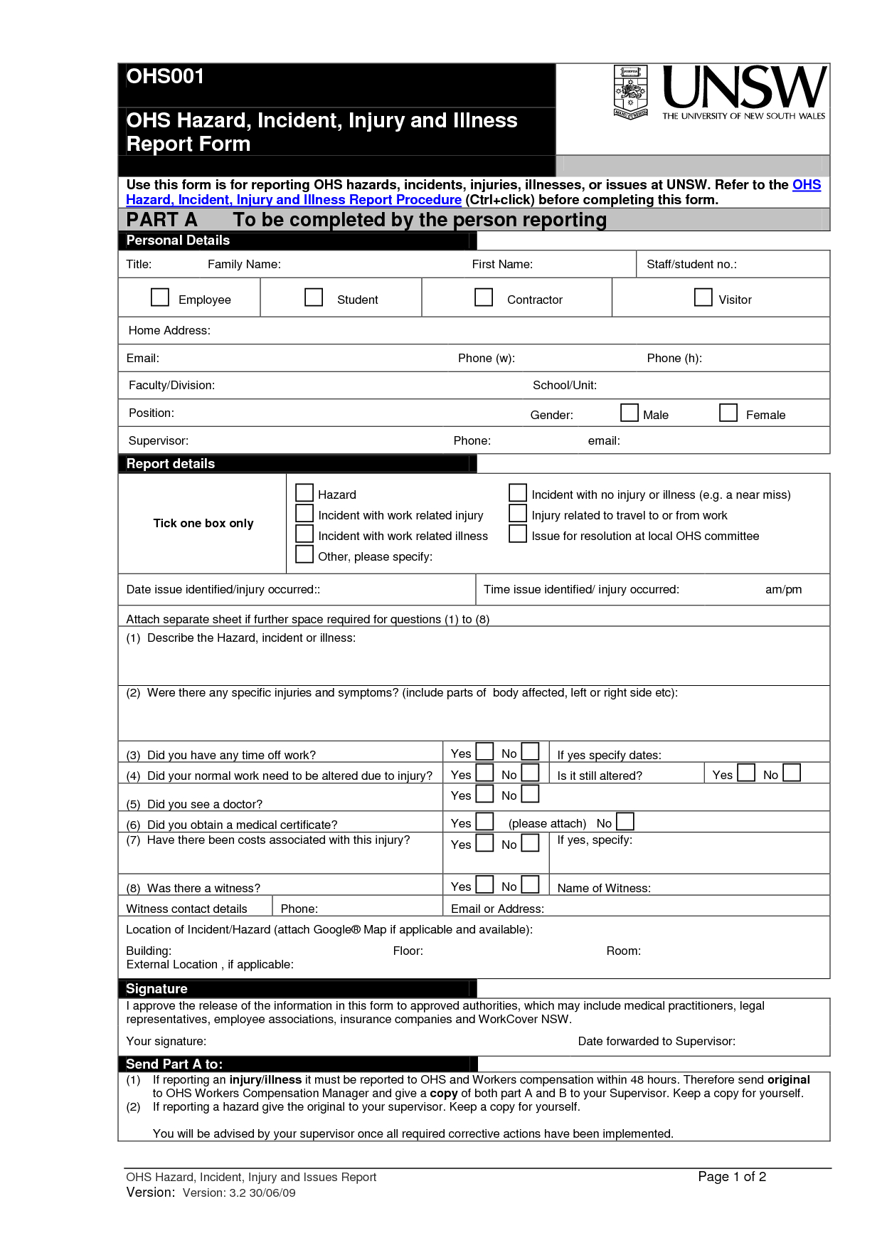 Best Photos Of Injury Incident Report Form – Injury Incident For Hazard Incident Report Form Template