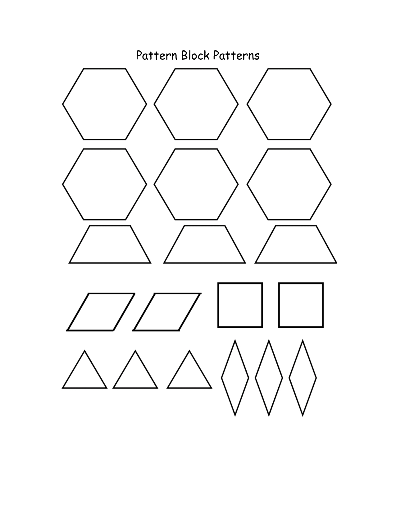 Best Photos Of Pattern Blocks Template Printables – Pattern With Blank Pattern Block Templates