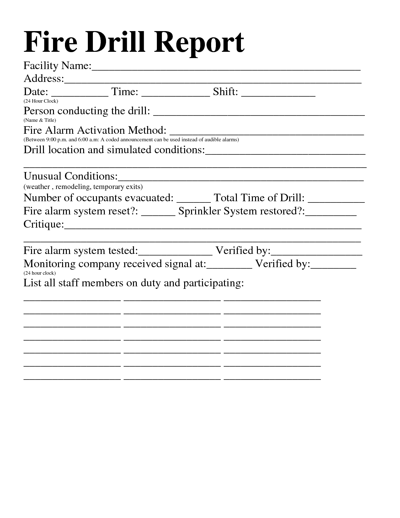 Best Photos Of Post Fire Drill Report – Fire Drill Report In Fire Evacuation Drill Report Template