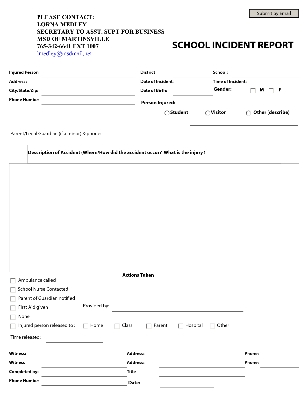Best Photos Of School Incident Report Form Template – School Inside School Incident Report Template