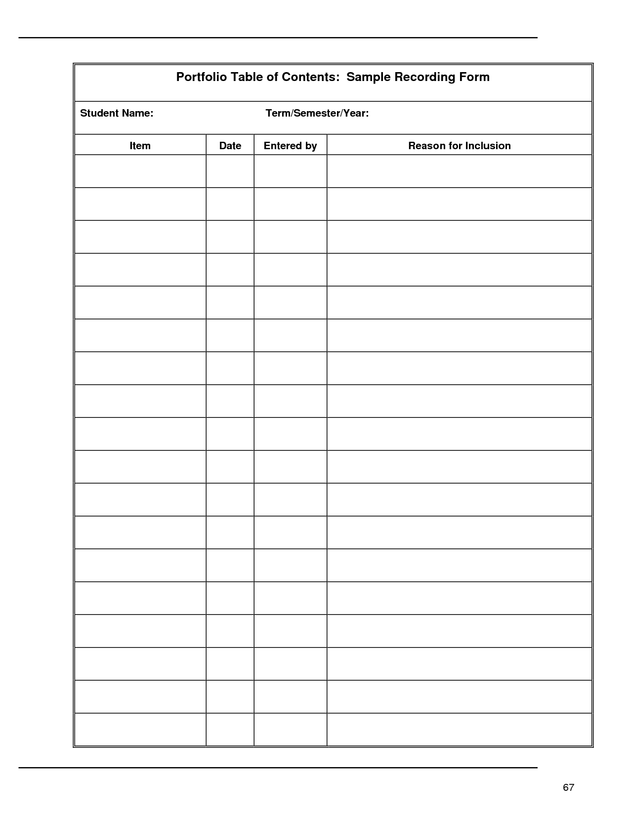 Best Photos Of Table Of Contents Form – Printable Blank Within Blank Table Of Contents Template