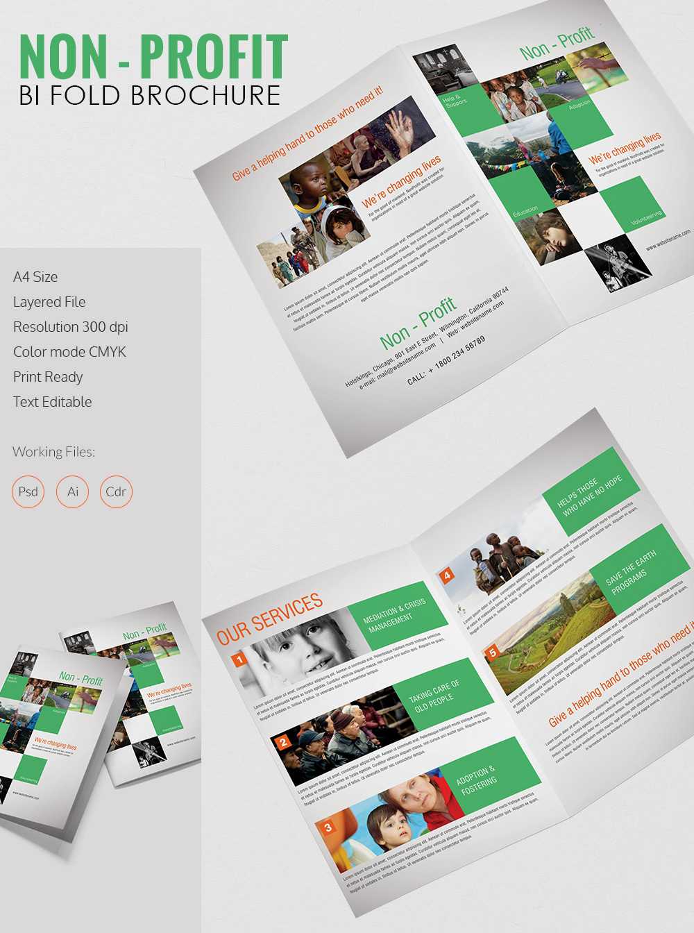 Bi Fold Brochure Template Free #1558 Inside Two Fold Brochure Template Psd